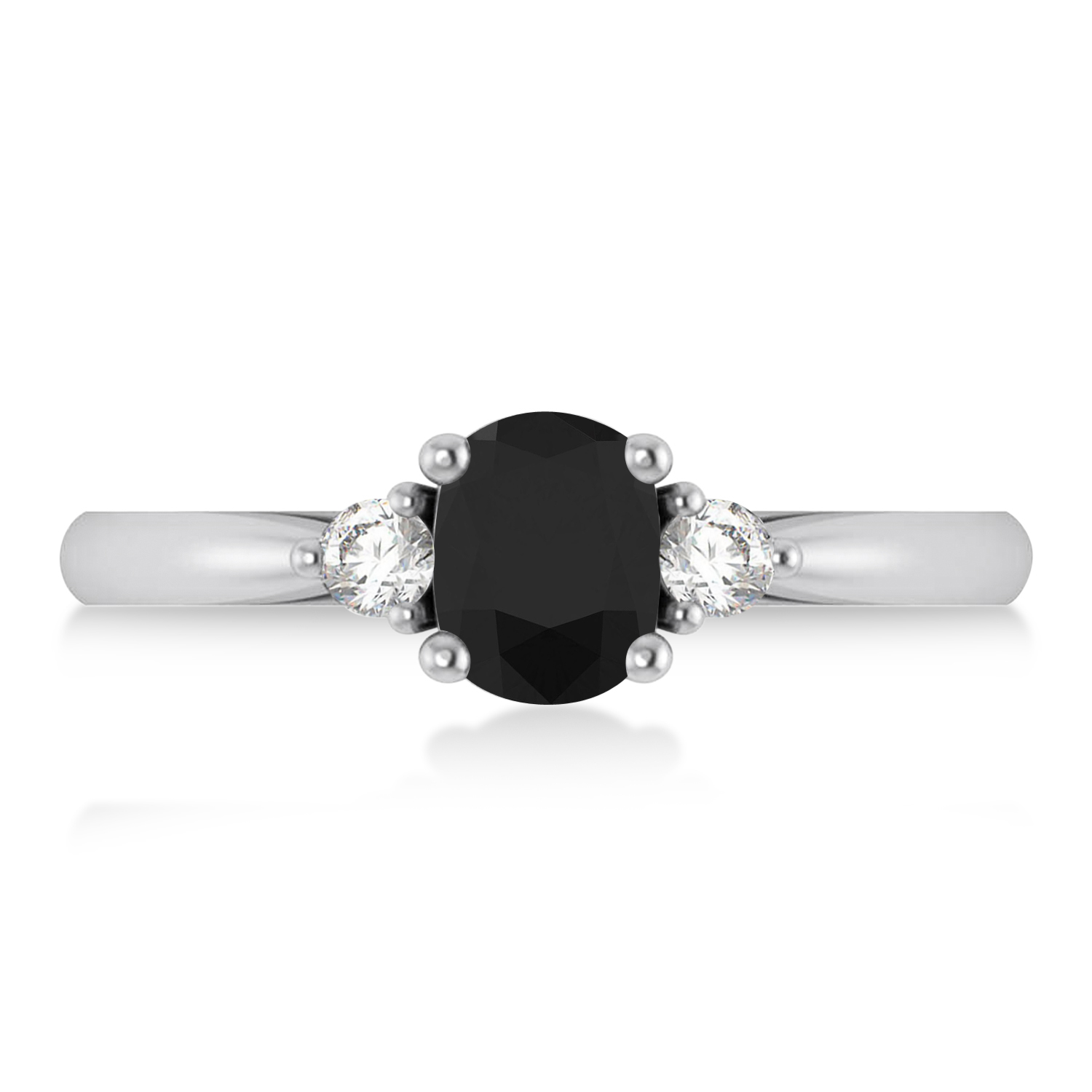 Cushion Black & White Diamond Three-Stone Engagement Ring 14k White Gold (1.14ct)