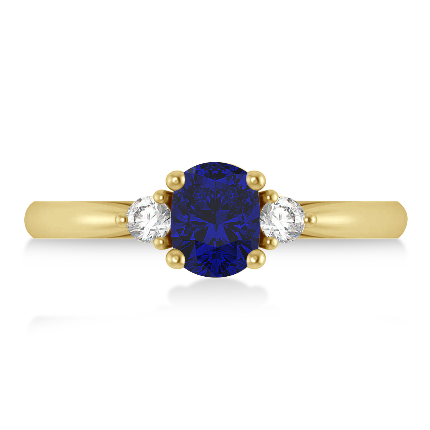 Cushion Blue Sapphire & Diamond Three-Stone Engagement Ring 14k Yellow Gold (1.14ct)
