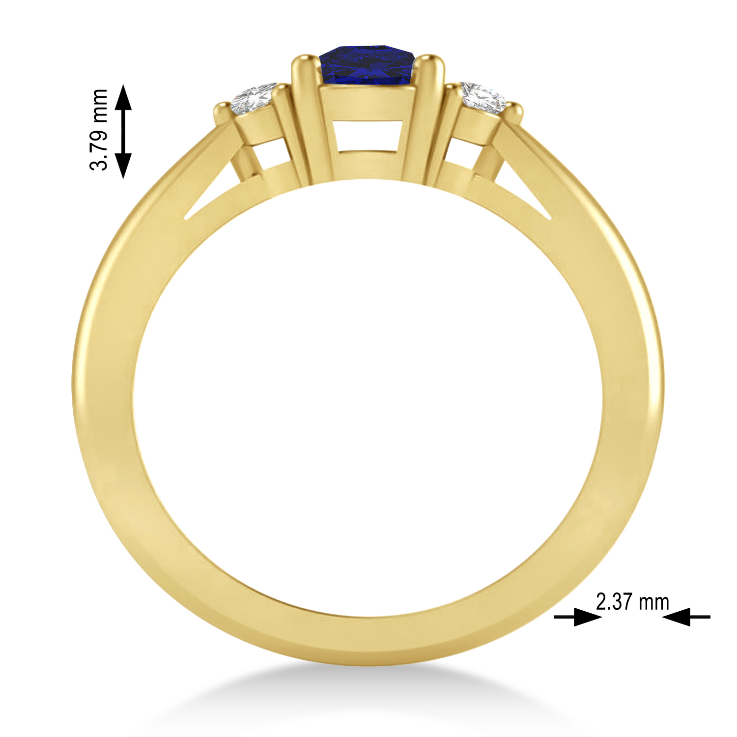 Cushion Blue Sapphire & Diamond Three-Stone Engagement Ring 14k Yellow Gold (1.14ct)