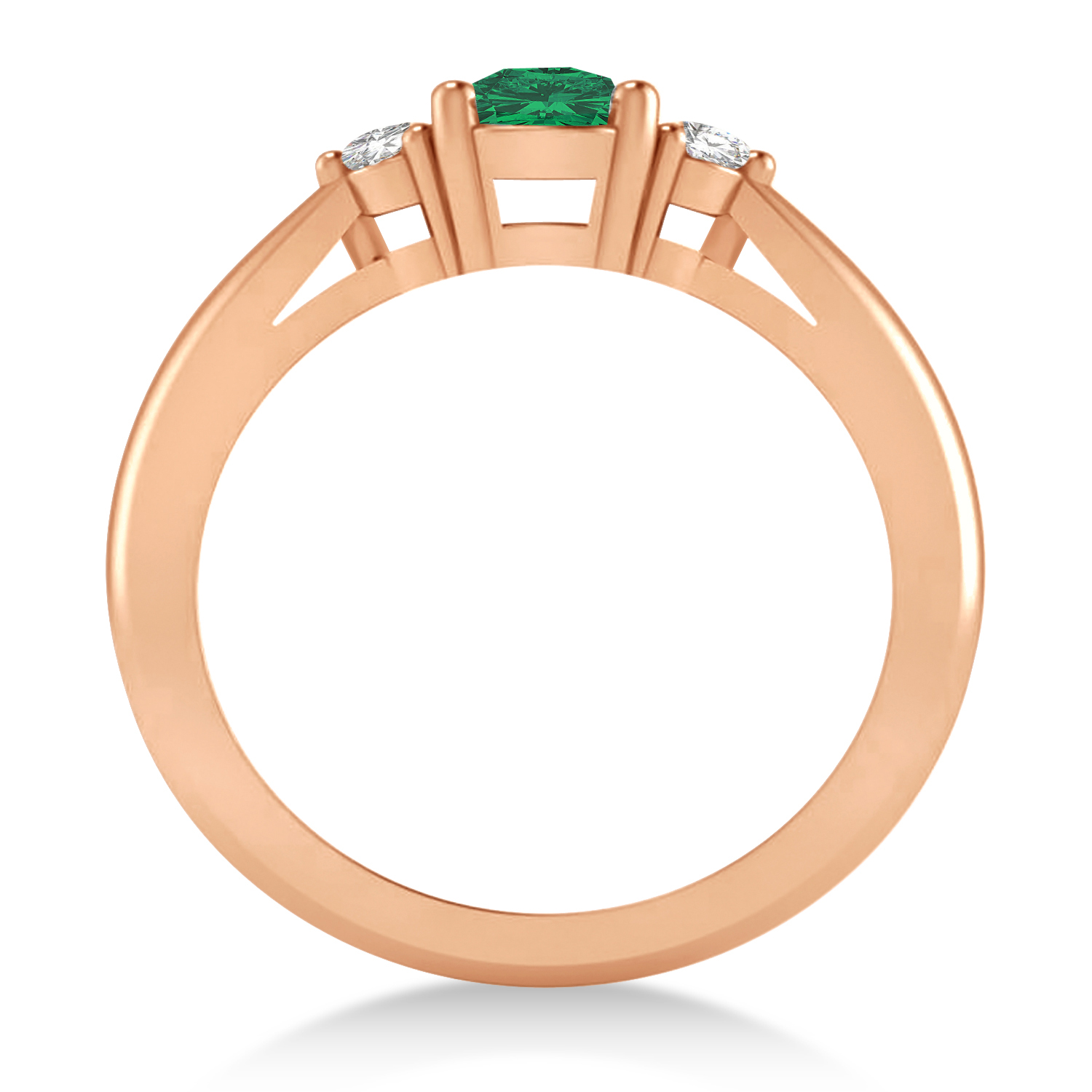 Cushion Emerald & Diamond Three-Stone Engagement Ring 14k Rose Gold (1.14ct)