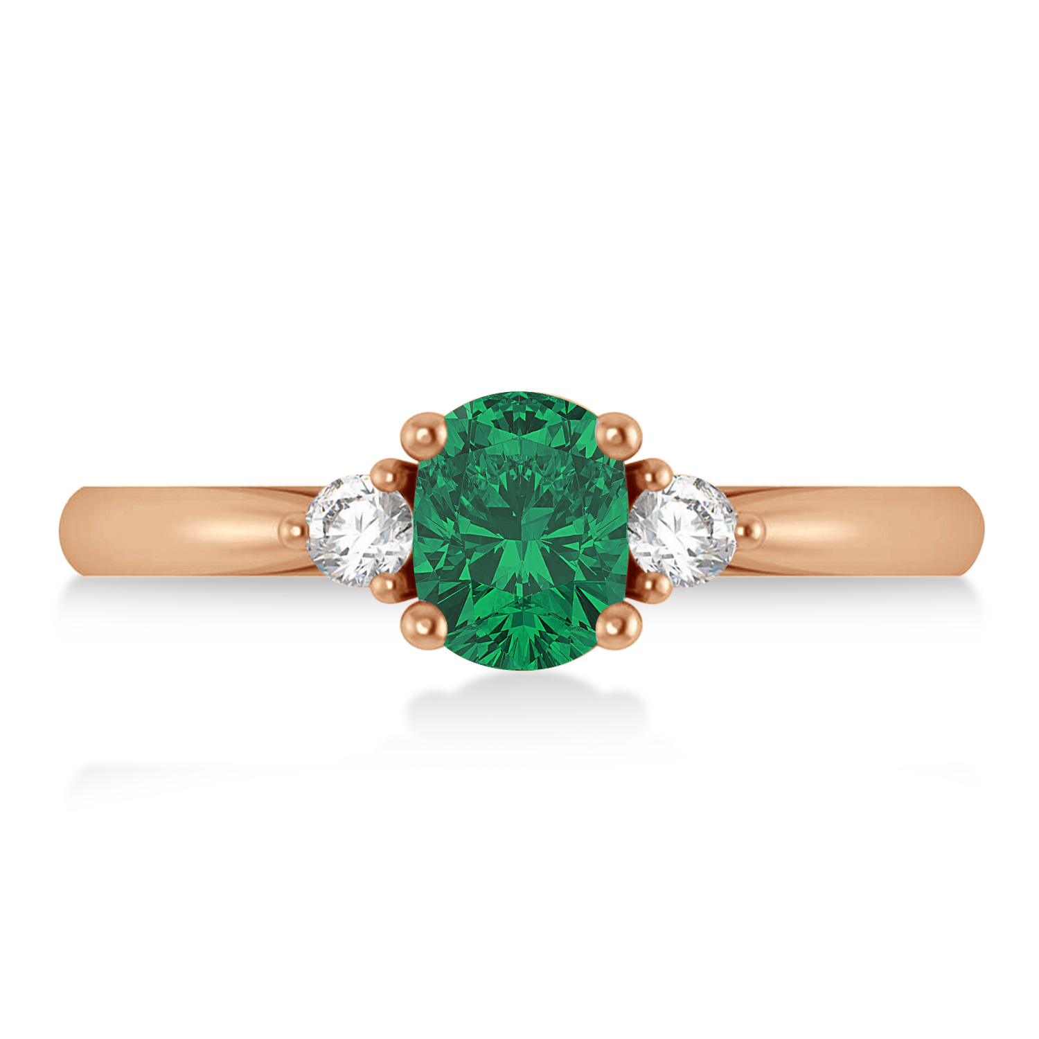 Cushion Emerald & Diamond Three-Stone Engagement Ring 14k Rose Gold (1.14ct)