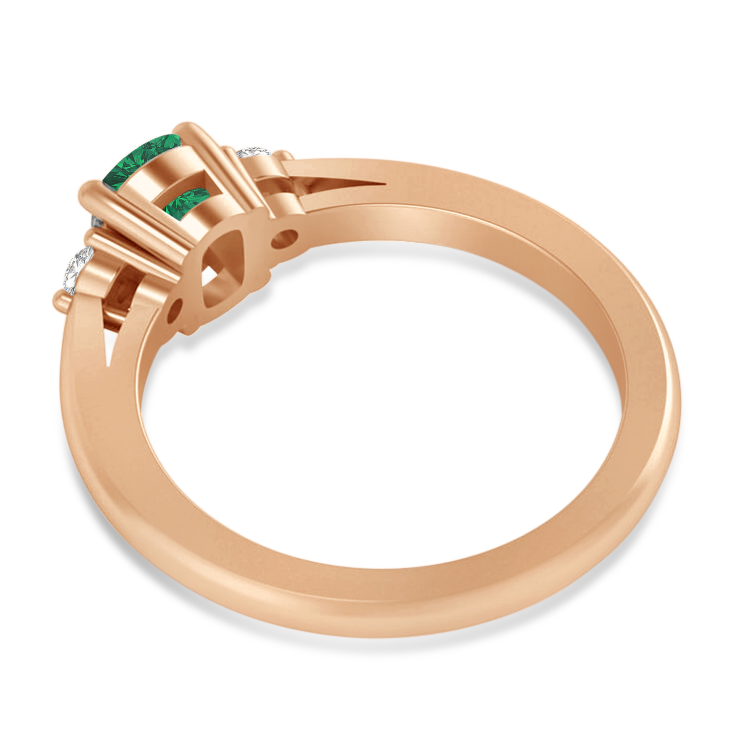 Cushion Emerald & Diamond Three-Stone Engagement Ring 14k Rose Gold (1.14ct)