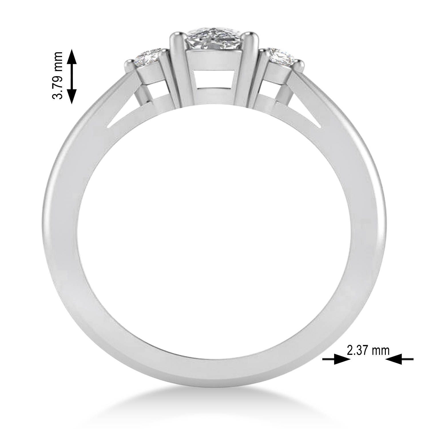 Cushion Lab Grown Diamond Three-Stone Engagement Ring 14k White Gold (1.14ct)