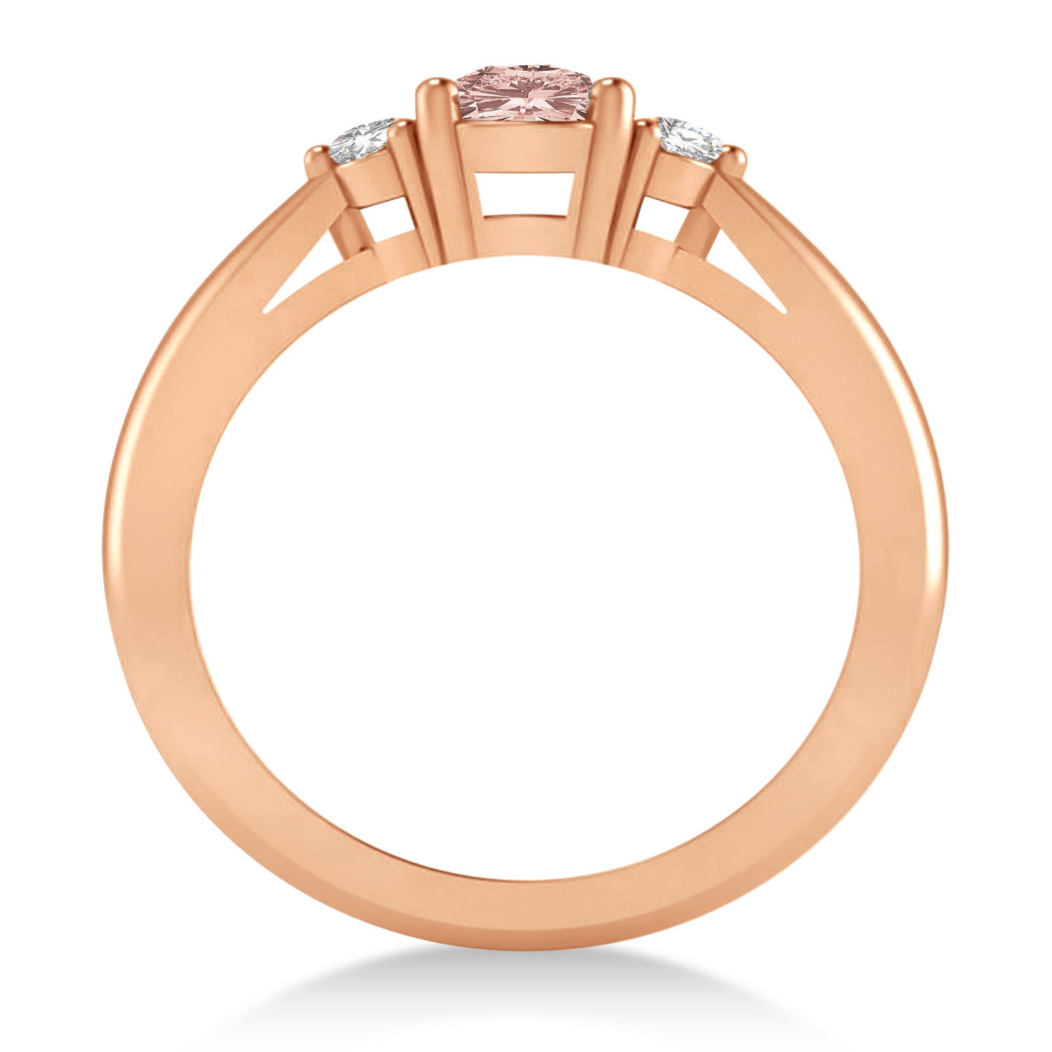 Cushion Morganite & Diamond Three-Stone Engagement Ring 14k Rose Gold (1.14ct)