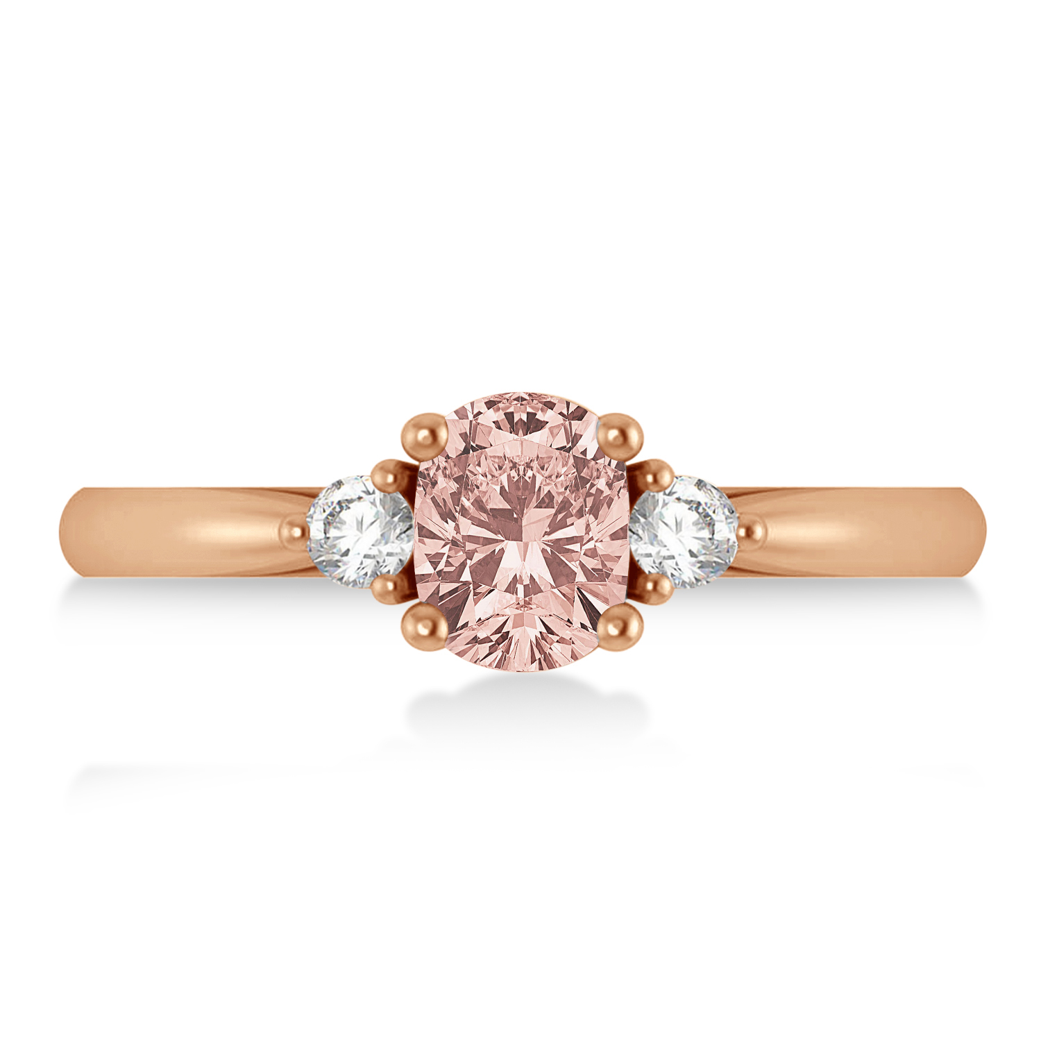 Cushion Morganite & Diamond Three-Stone Engagement Ring 14k Rose Gold (1.14ct)