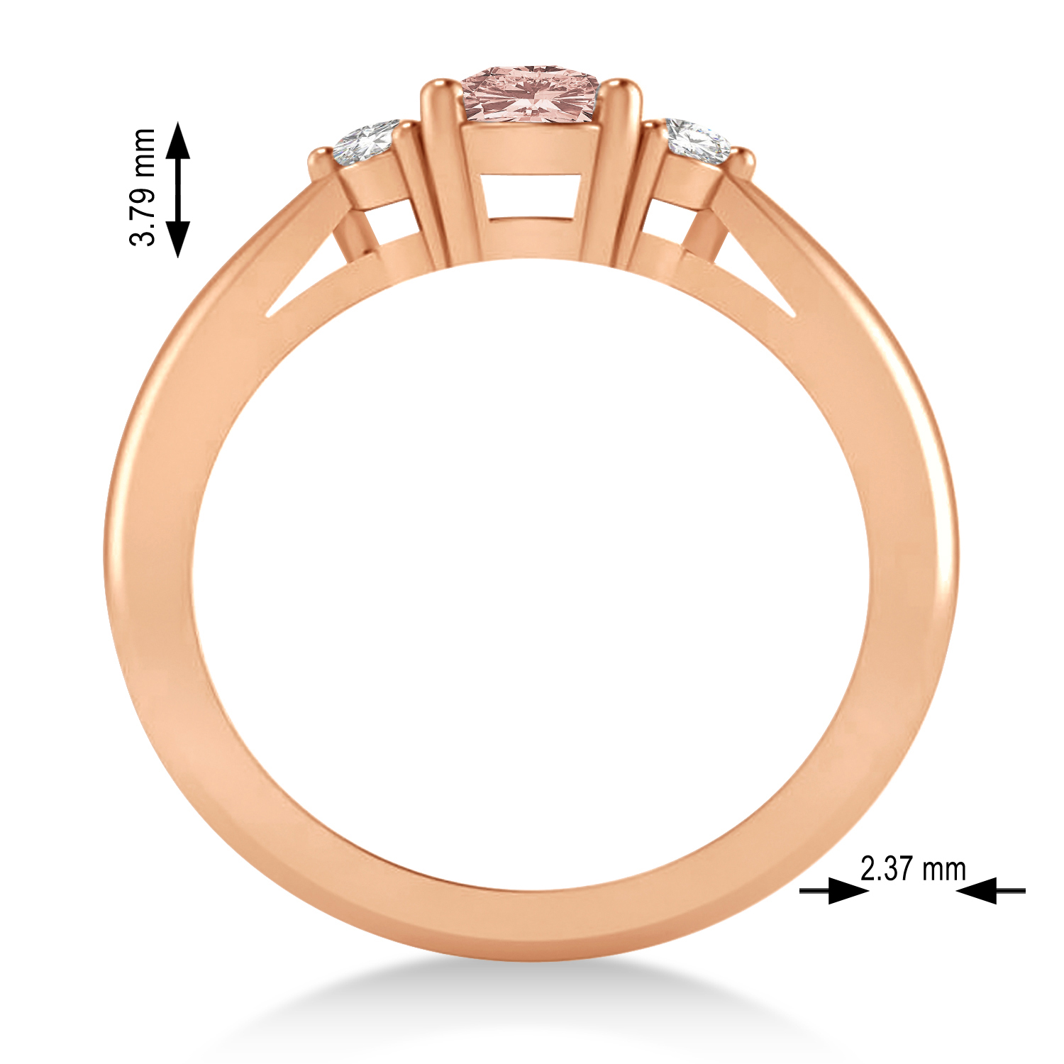 Cushion Morganite & Diamond Three-Stone Engagement Ring 14k Rose Gold (1.14ct)