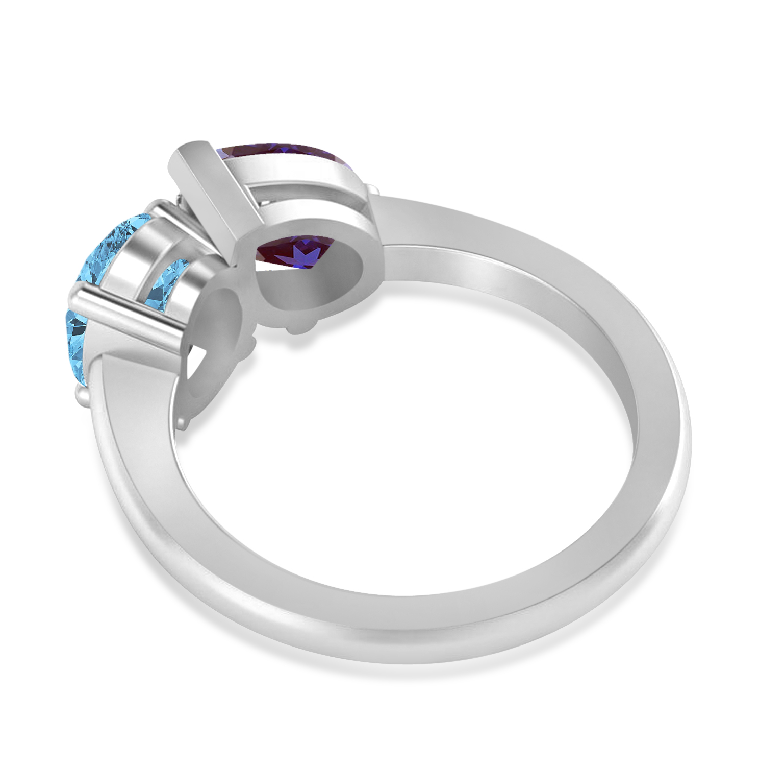 Oval/Pear Lab Alexandrite & Blue Topaz Toi et Moi Ring 14k White Gold (4.50ct)