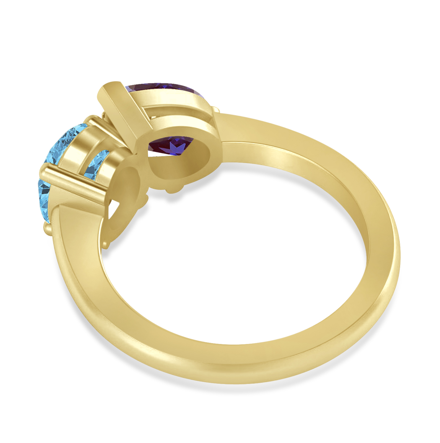 Oval/Pear Lab Alexandrite & Blue Topaz Toi et Moi Ring 14k Yellow Gold (4.50ct)