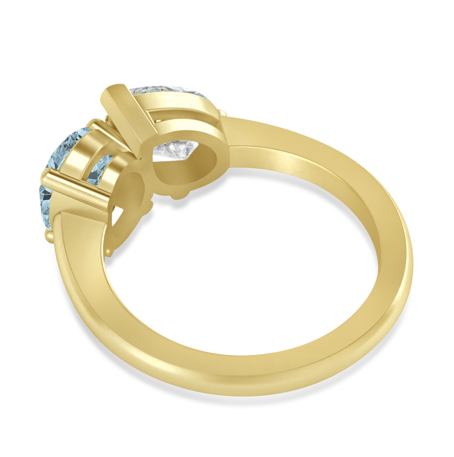 Oval/Pear Diamond & Aquamarine Toi et Moi Ring 14k Yellow Gold (4.50ct)