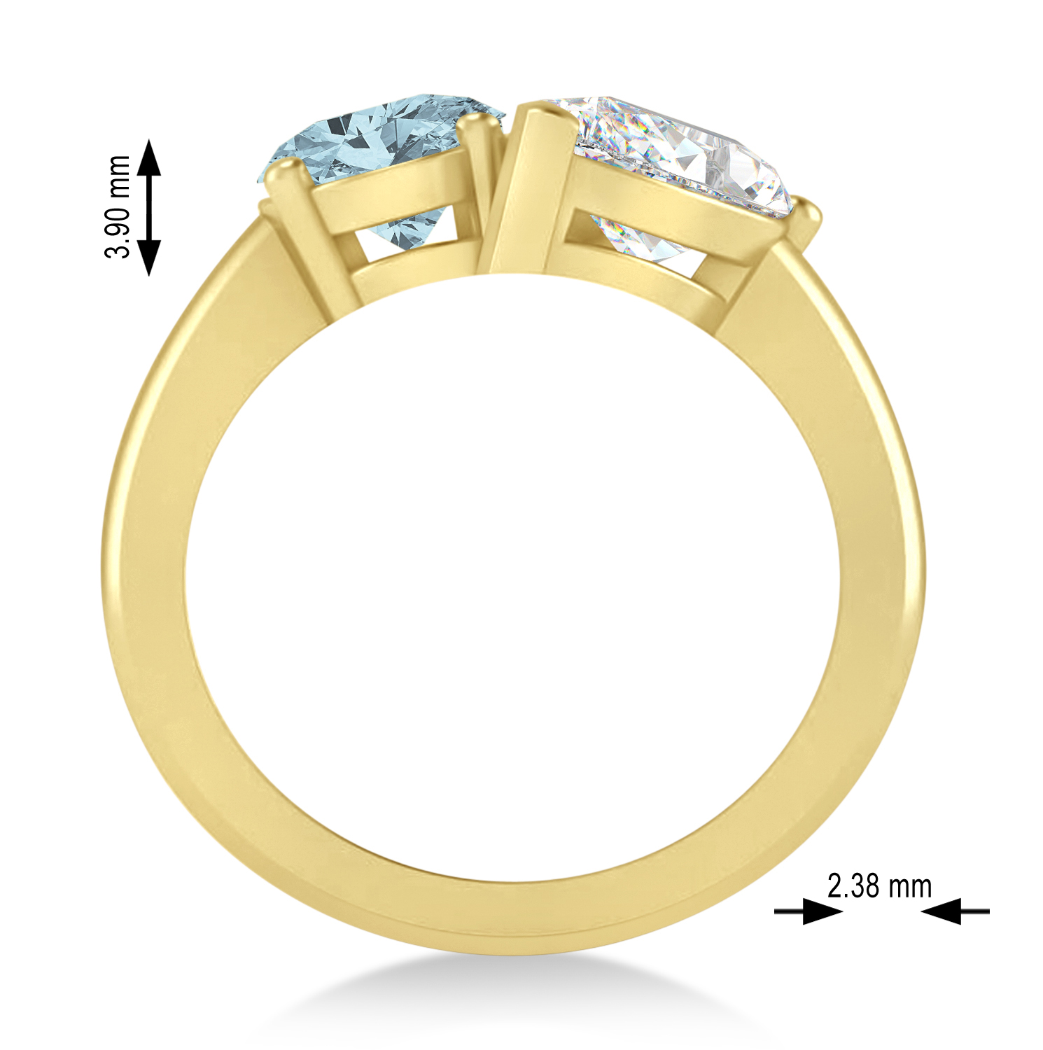 Oval/Pear Diamond & Aquamarine Toi et Moi Ring 14k Yellow Gold (4.50ct)