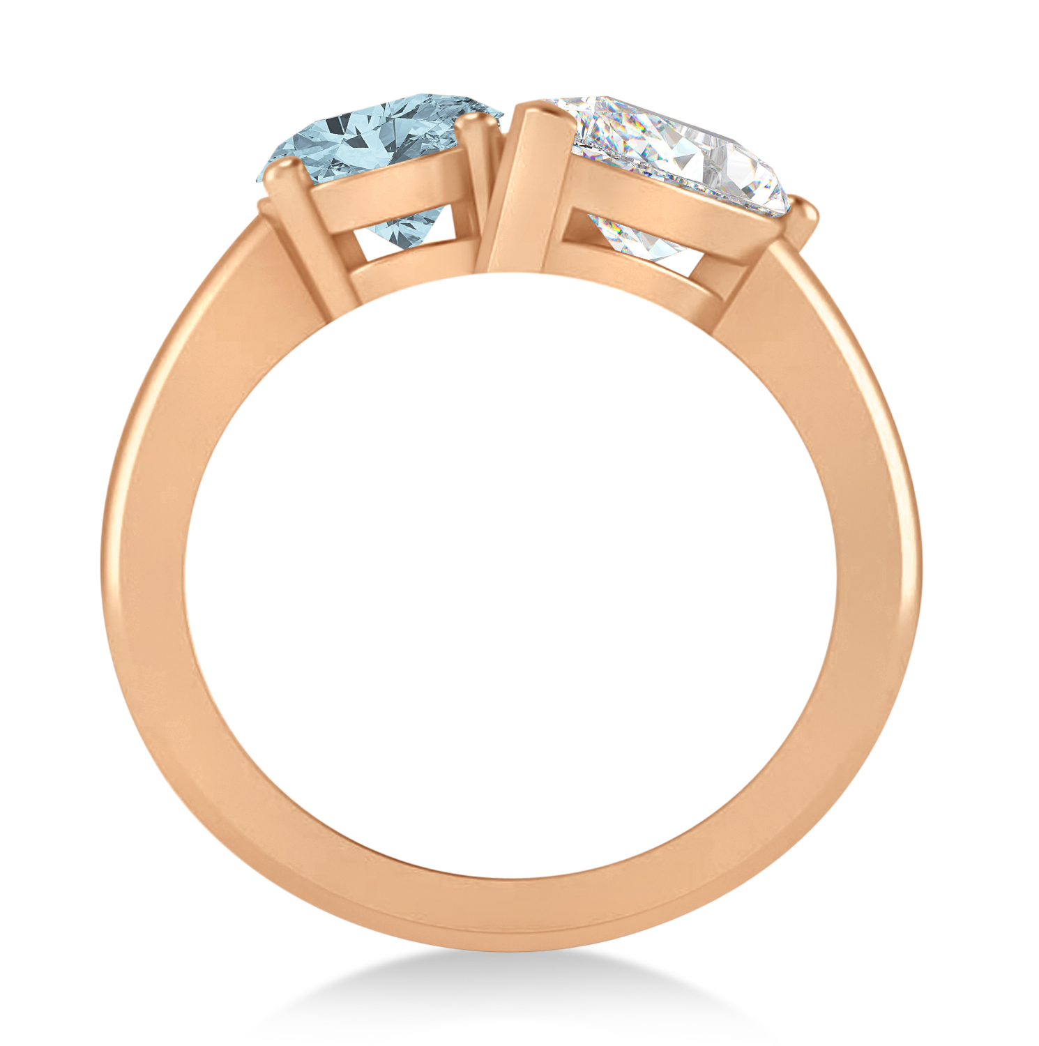Oval/Pear Diamond & Aquamarine Toi et Moi Ring 18k Rose Gold (4.50ct)