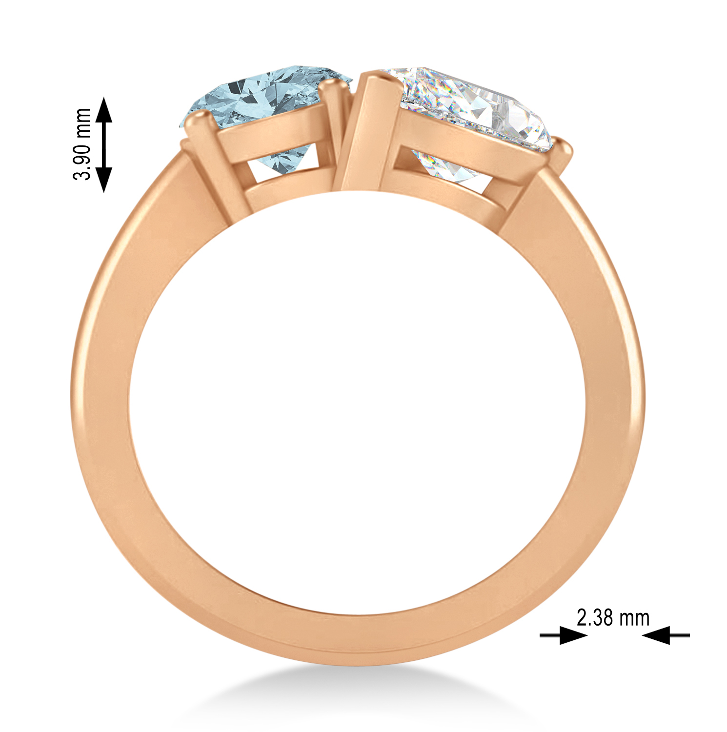 Oval/Pear Diamond & Aquamarine Toi et Moi Ring 18k Rose Gold (4.50ct)