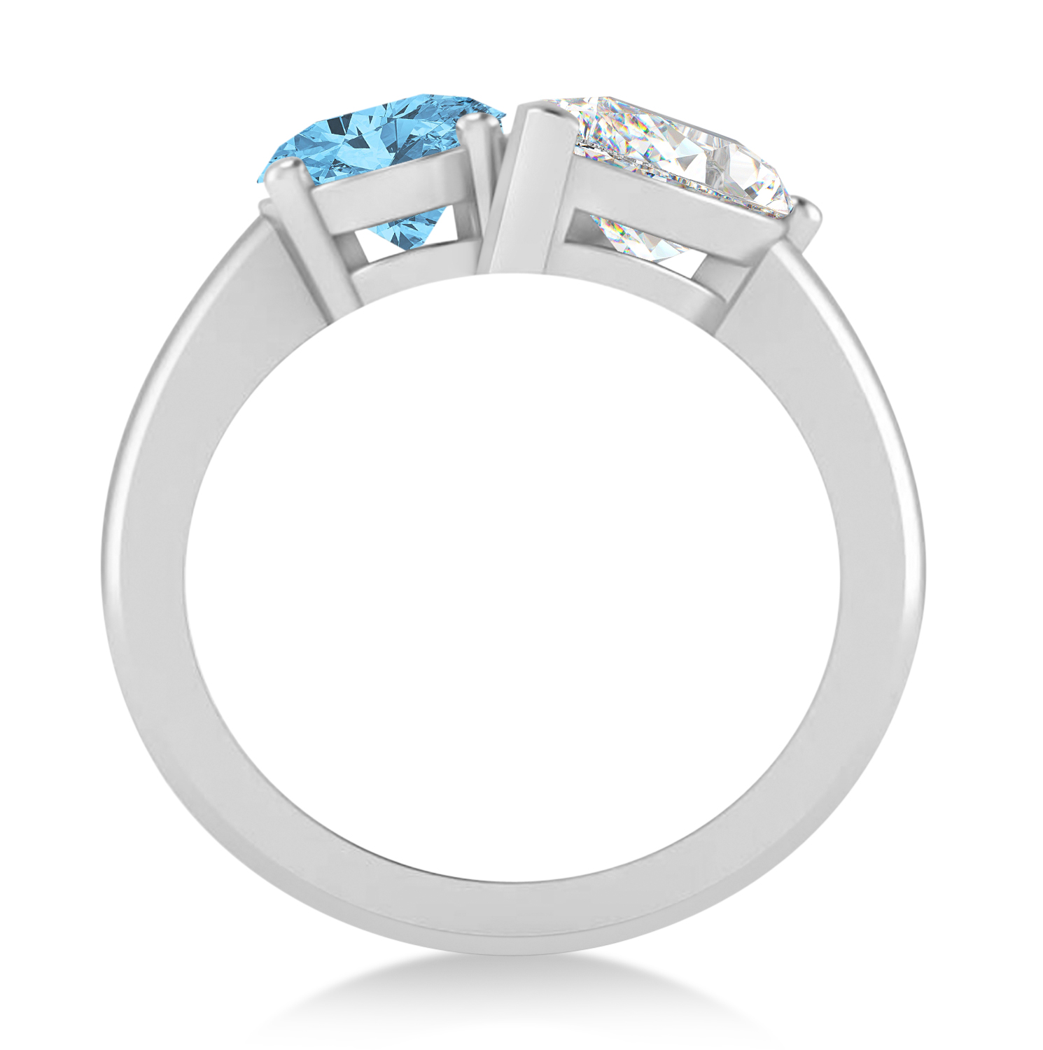 Oval/Pear Diamond & Blue Topaz Toi et Moi Ring Platinum (4.50ct)