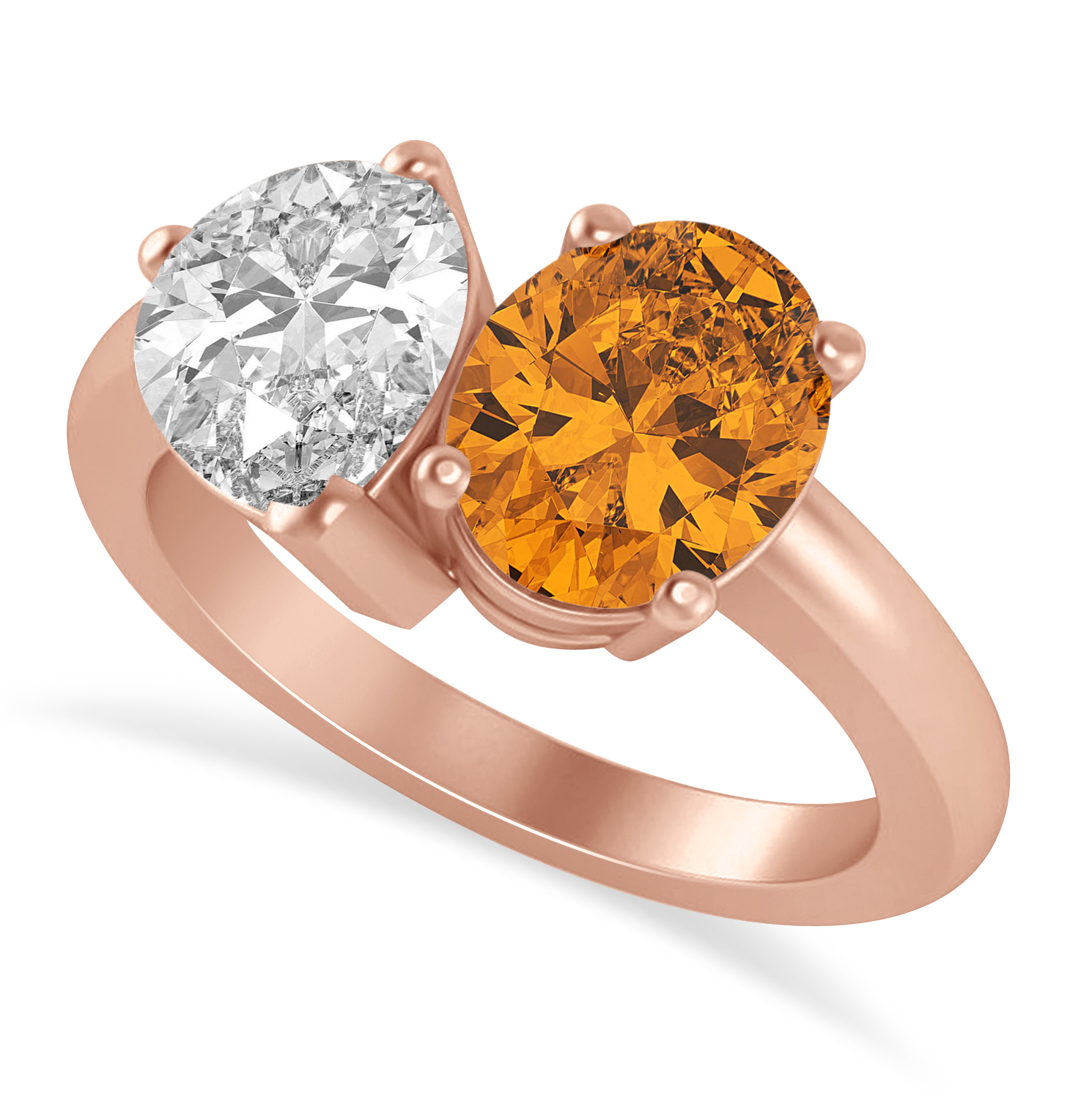 Oval/Pear Diamond & Citrine Toi et Moi Ring 14k Rose Gold (4.50ct)