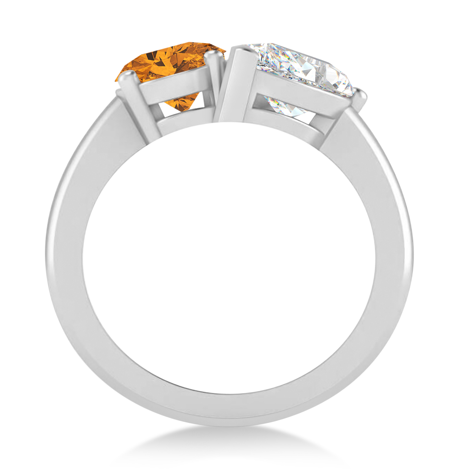 Oval/Pear Diamond & Citrine Toi et Moi Ring 18k White Gold (4.50ct)