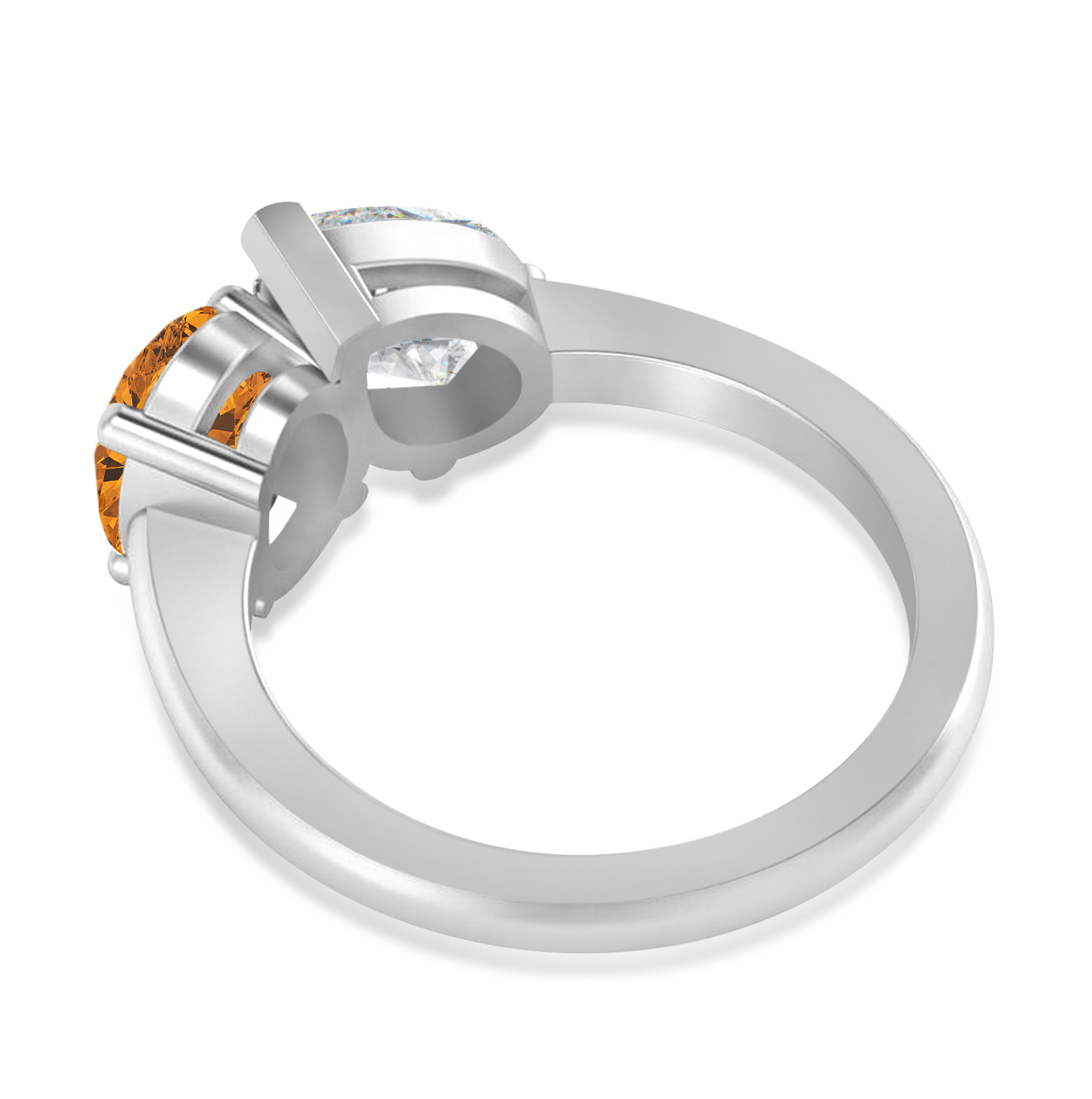 Oval/Pear Diamond & Citrine Toi et Moi Ring 18k White Gold (4.50ct)