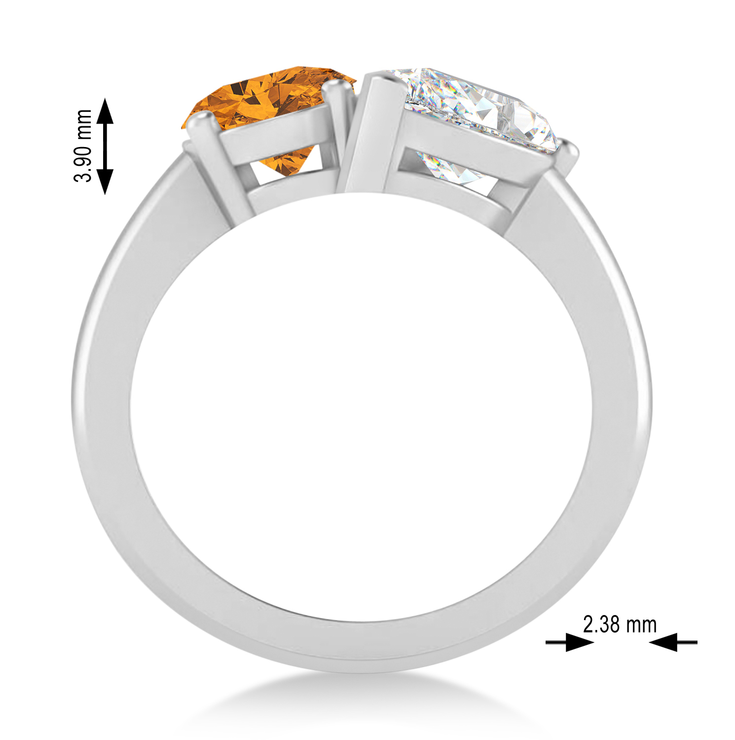 Oval/Pear Diamond & Citrine Toi et Moi Ring 18k White Gold (4.50ct)