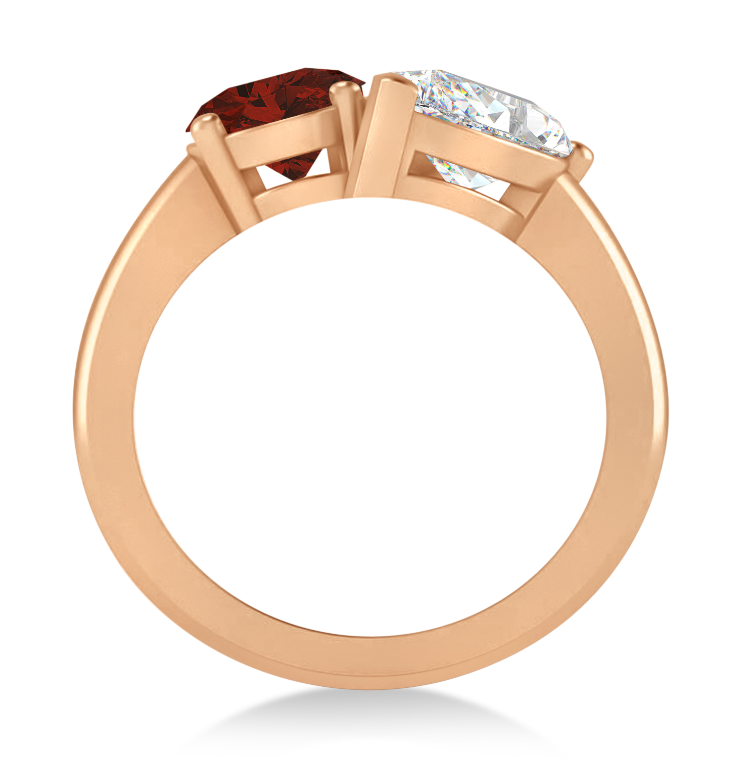 Oval/Pear Diamond & Garnet Toi et Moi Ring 18k Rose Gold (4.50ct)