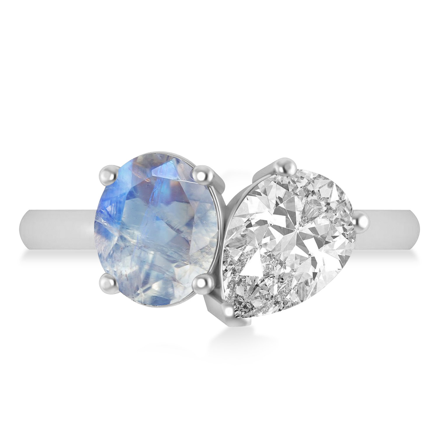 Oval/Pear Diamond & Moonstone Toi et Moi Ring Platinum (4.50ct)