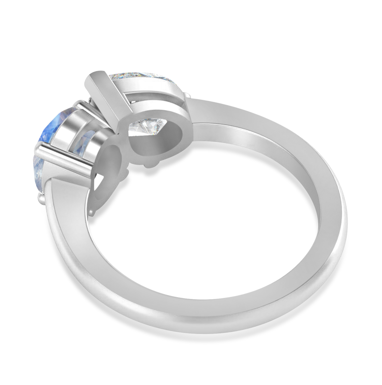 Oval/Pear Diamond & Moonstone Toi et Moi Ring Platinum (4.50ct)