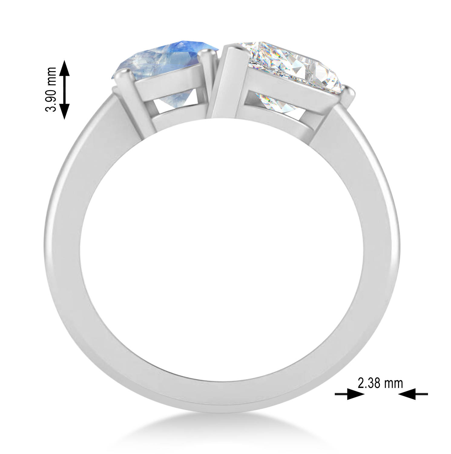 Oval/Pear Diamond & Moonstone Toi et Moi Ring Platinum (4.50ct)