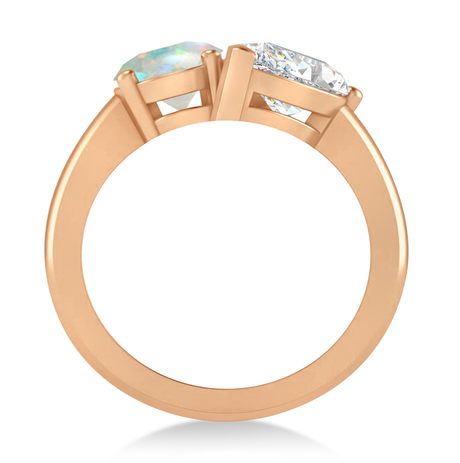 Oval/Pear Diamond & Opal Toi et Moi Ring 18k Rose Gold (4.50ct)
