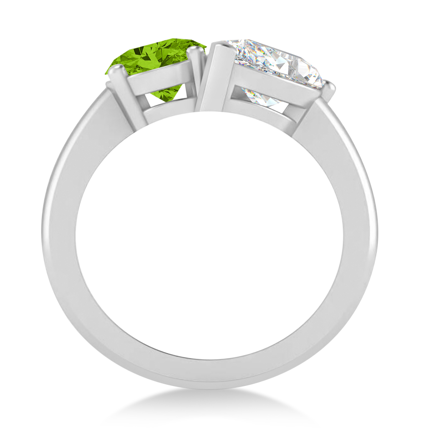 Oval/Pear Diamond & Peridot Toi et Moi Ring 14k White Gold (4.50ct)