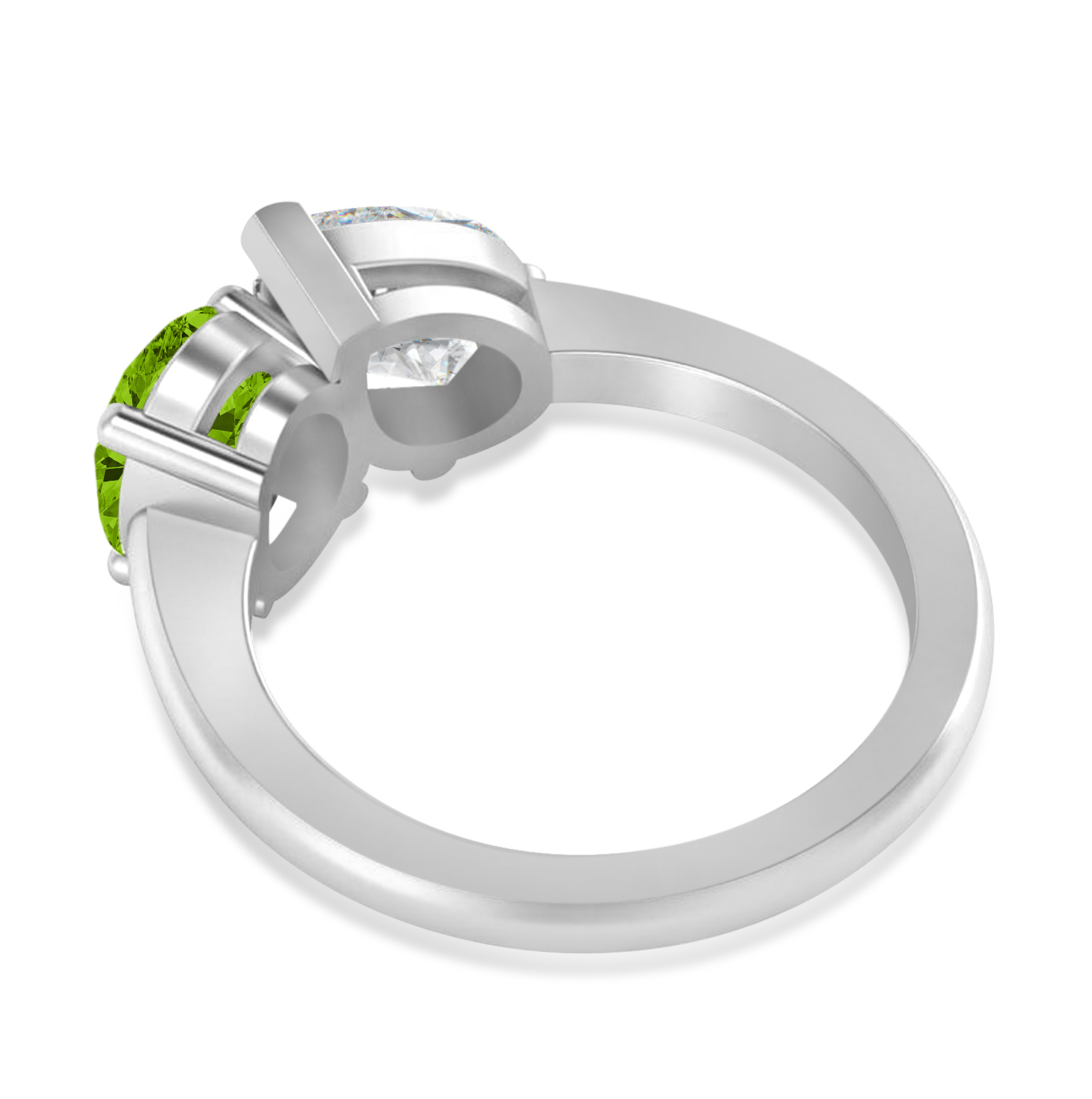 Oval/Pear Diamond & Peridot Toi et Moi Ring 14k White Gold (4.50ct)