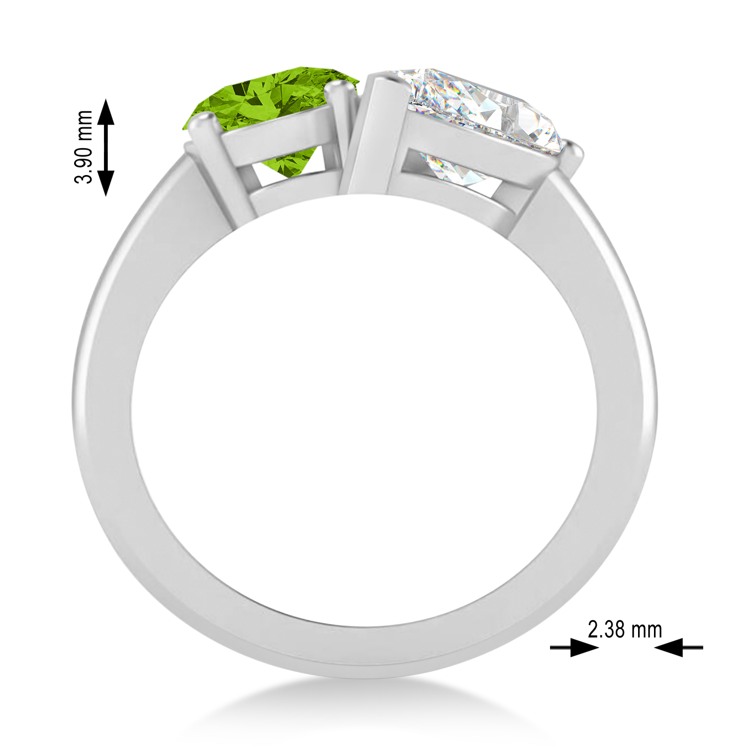 Oval/Pear Diamond & Peridot Toi et Moi Ring 14k White Gold (4.50ct)