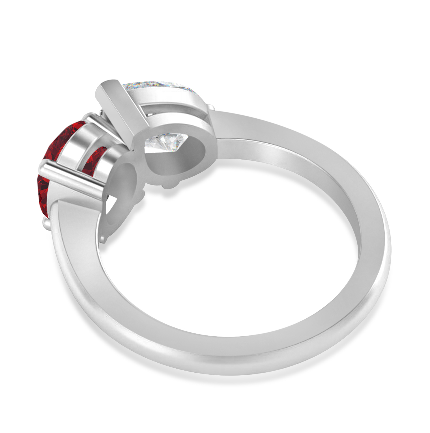 Oval/Pear Diamond & Ruby Toi et Moi Ring 18k White Gold (4.50ct)