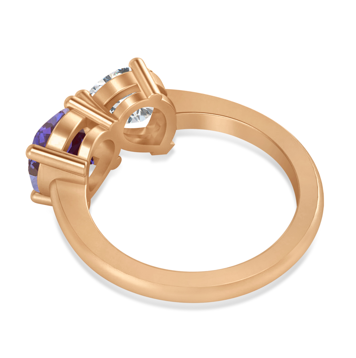 Round/Pear Diamond & Lab Alexandrite Toi et Moi Ring 14k Rose Gold (4.00ct)