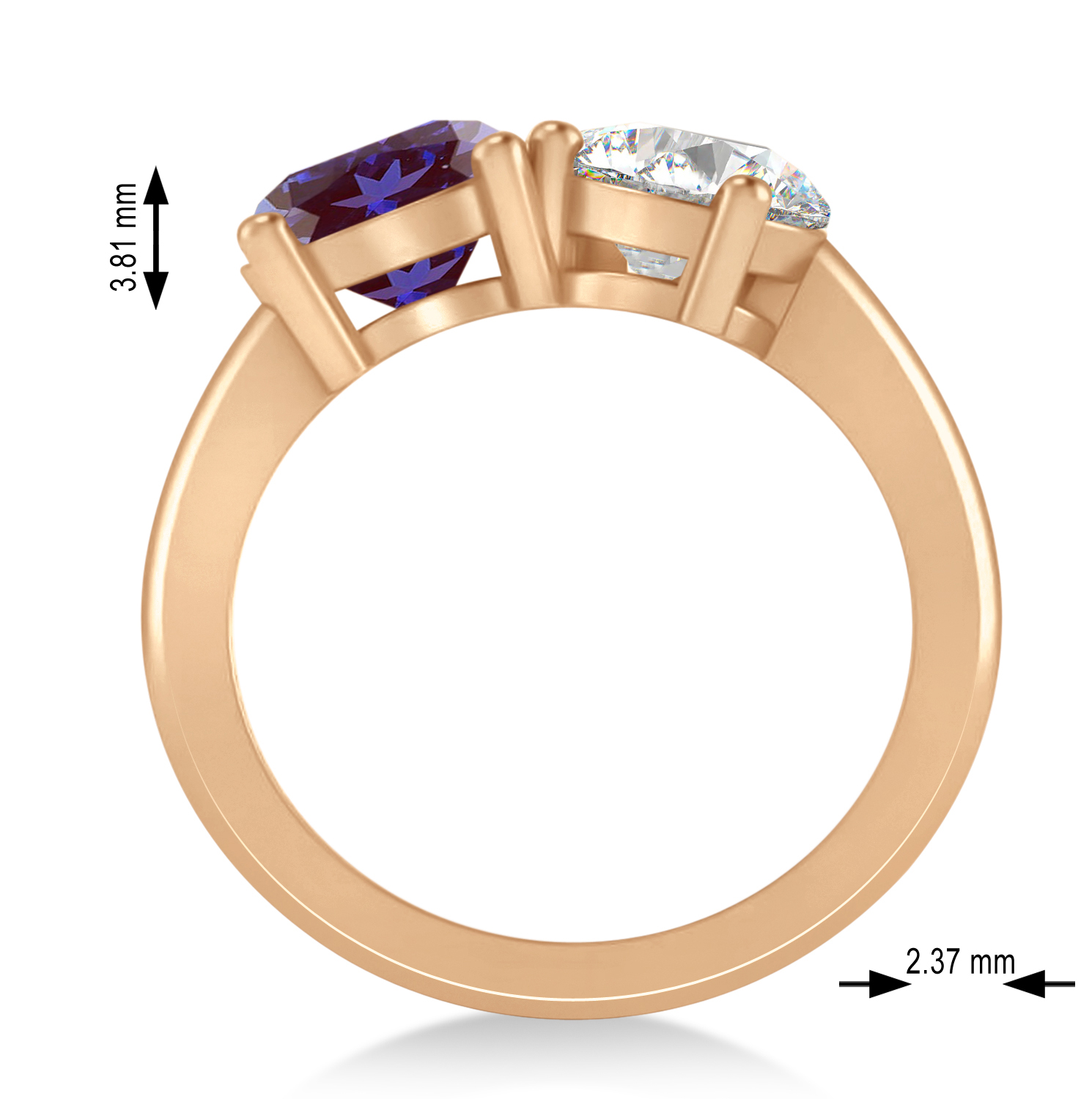 Round/Pear Diamond & Lab Alexandrite Toi et Moi Ring 14k Rose Gold (4.00ct)