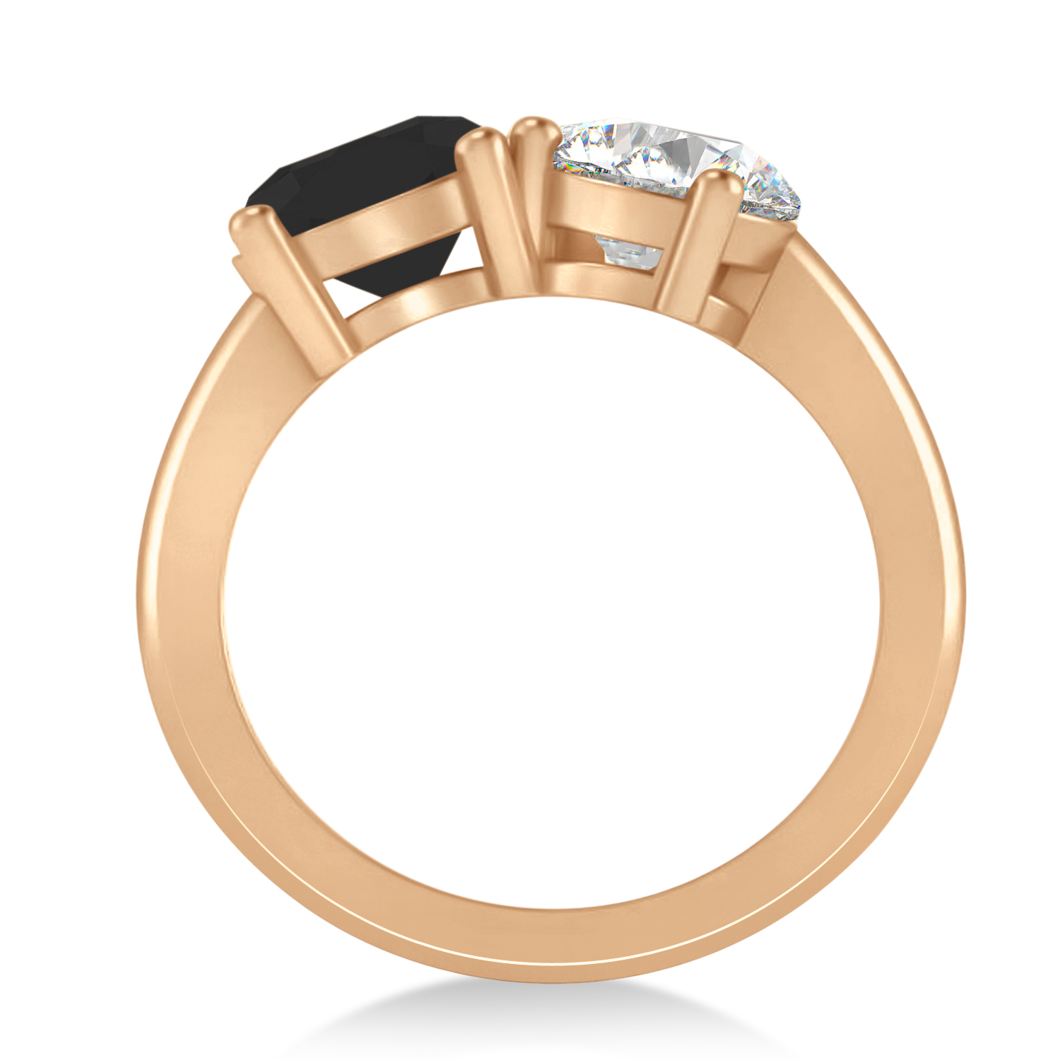 Round/Pear Black & White Diamond Toi et Moi Ring 14k Rose Gold (4.00ct)
