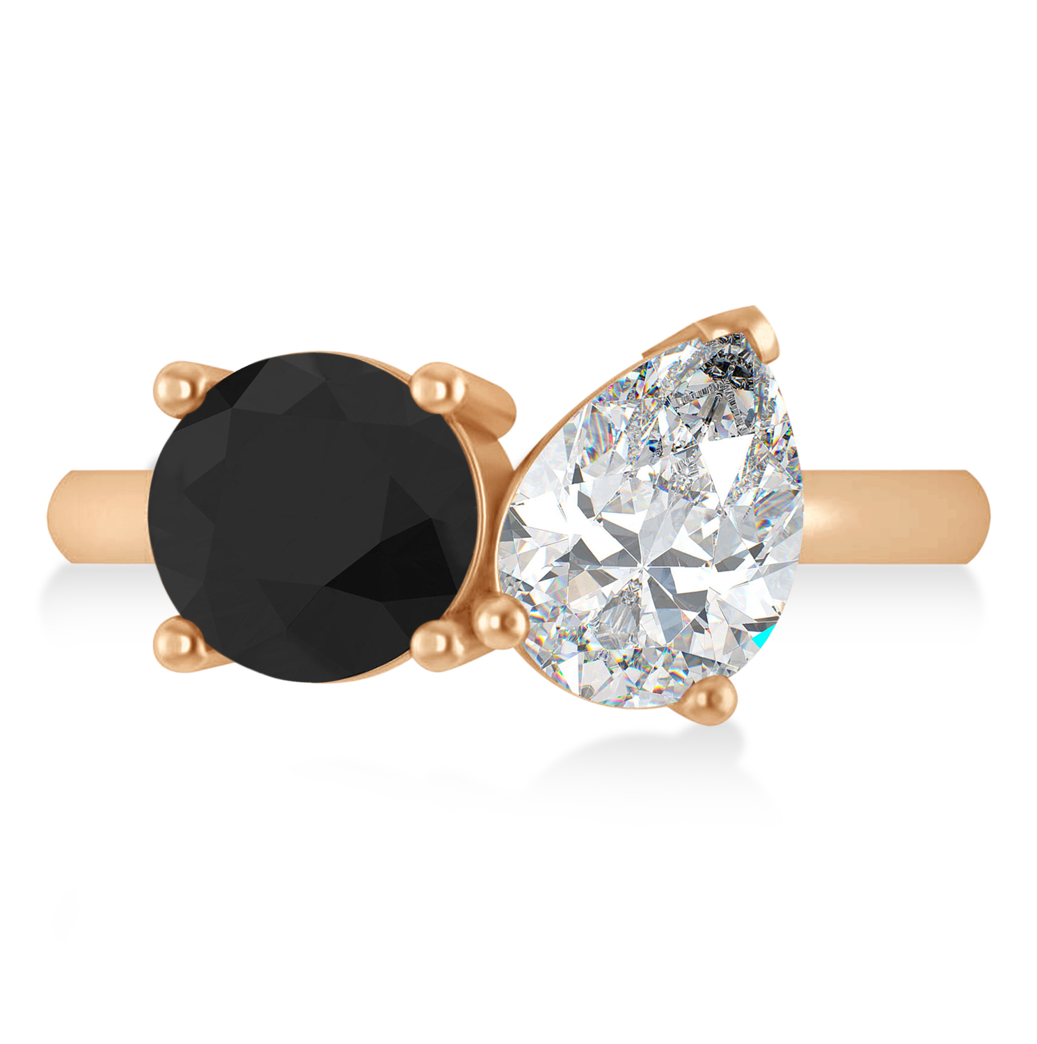 Round/Pear Black & White Diamond Toi et Moi Ring 14k Rose Gold (4.00ct)