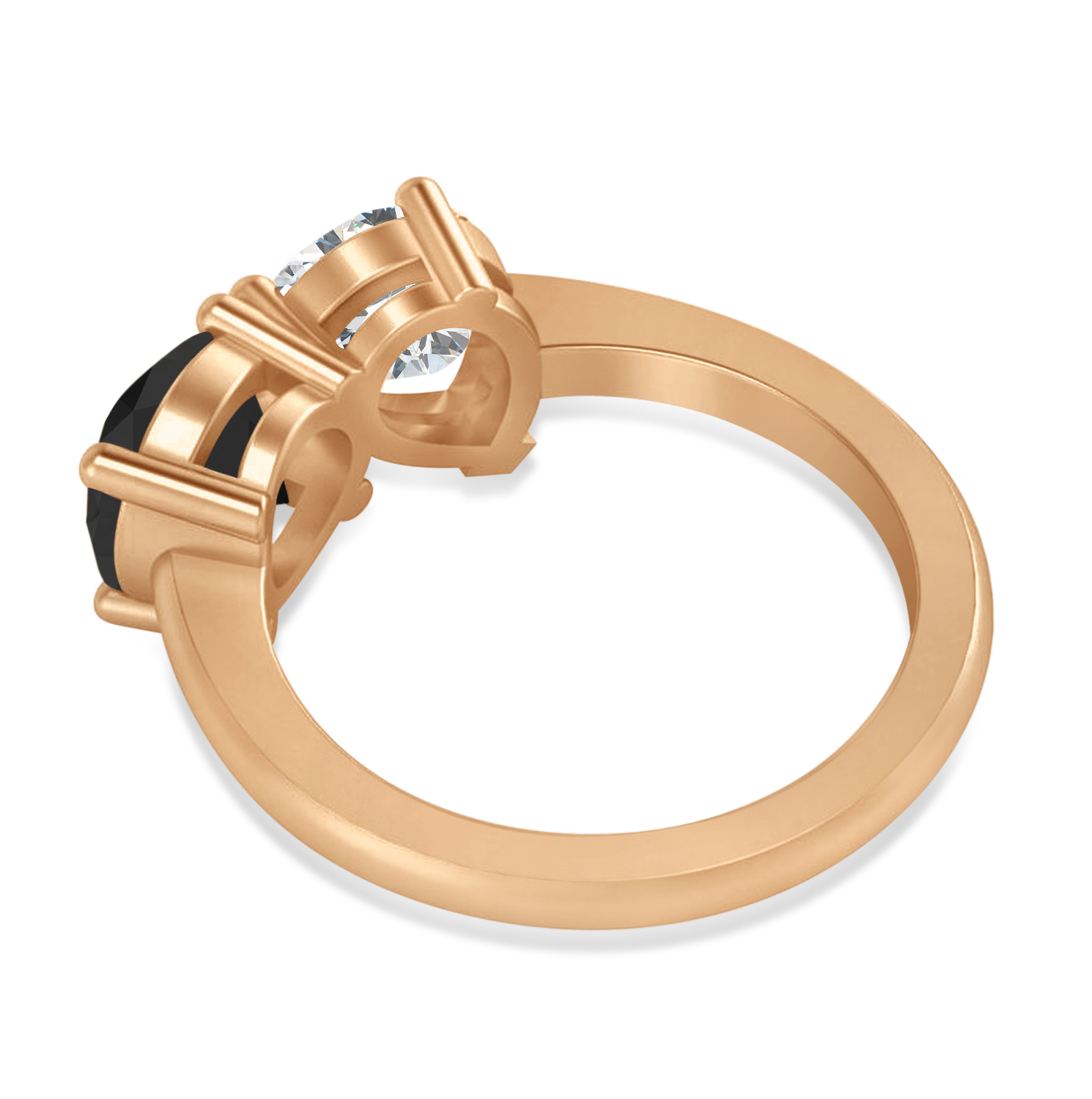 Round/Pear Black & White Diamond Toi et Moi Ring 14k Rose Gold (4.00ct)