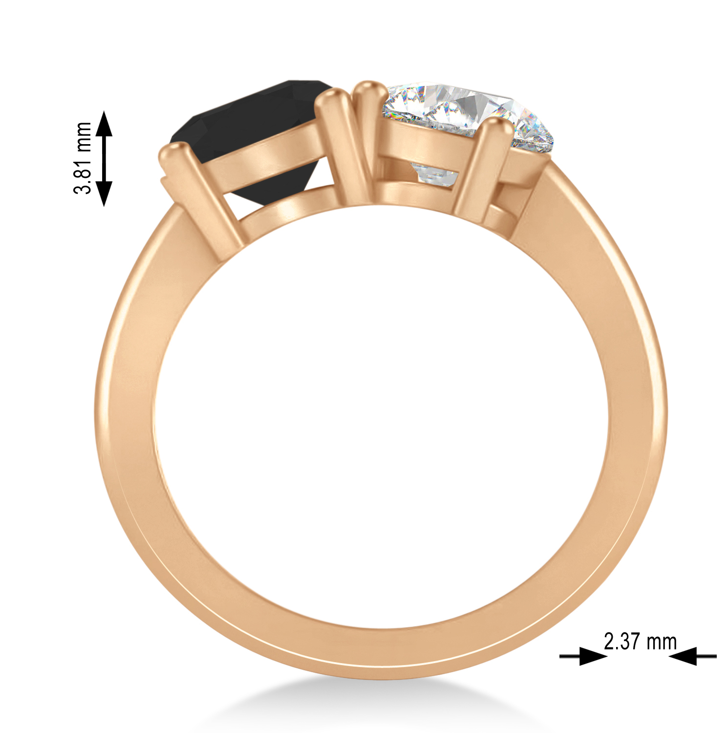 Round/Pear Black & White Diamond Toi et Moi Ring 14k Rose Gold (4.00ct)