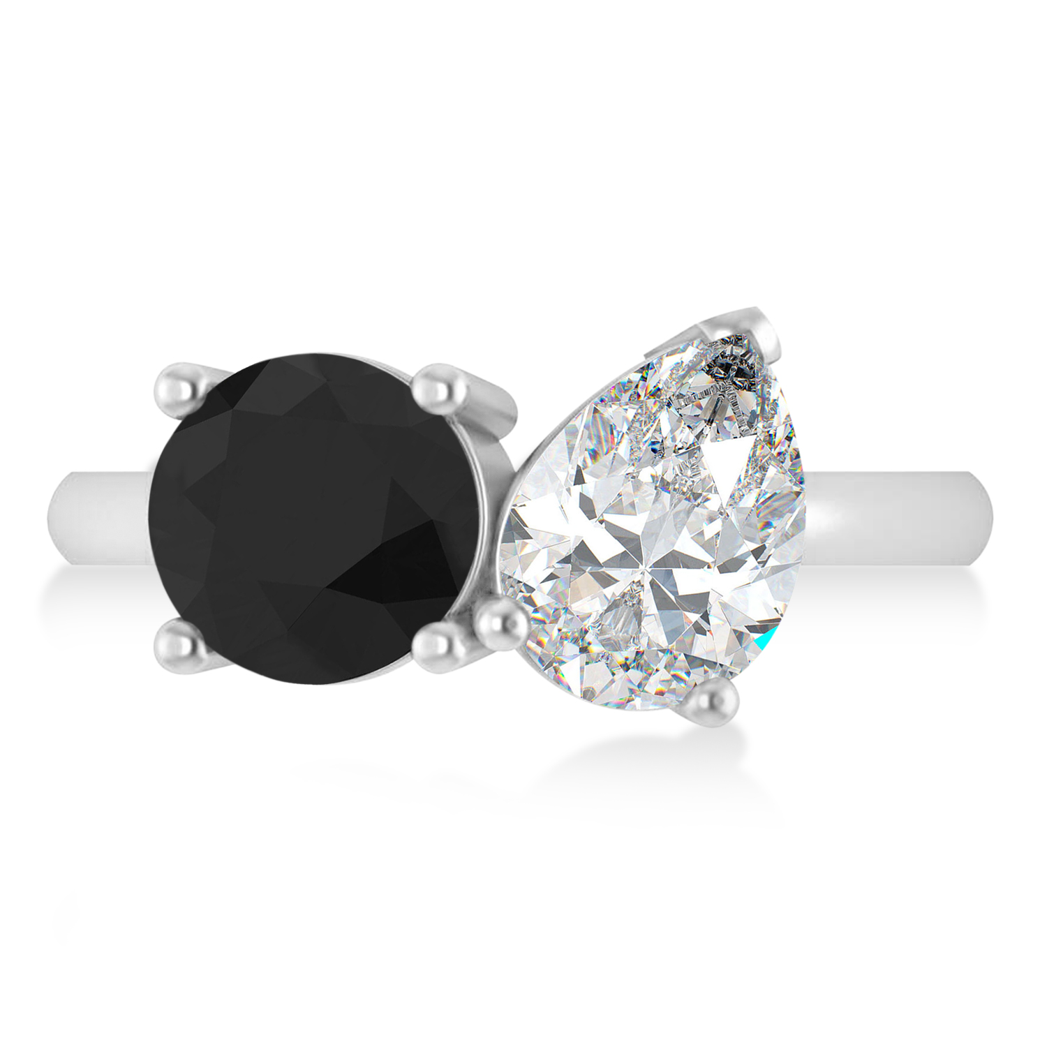 Round/Pear Black & White Diamond Toi et Moi Ring Platinum (4.00ct)