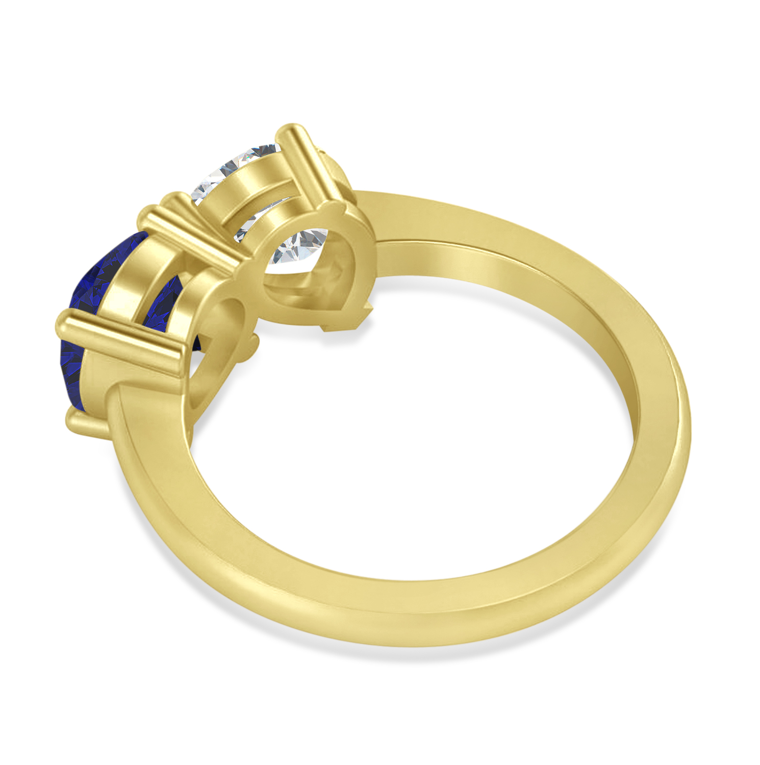 Round/Pear Diamond & Blue Sapphire Toi et Moi Ring 14k Yellow Gold (4.00ct)