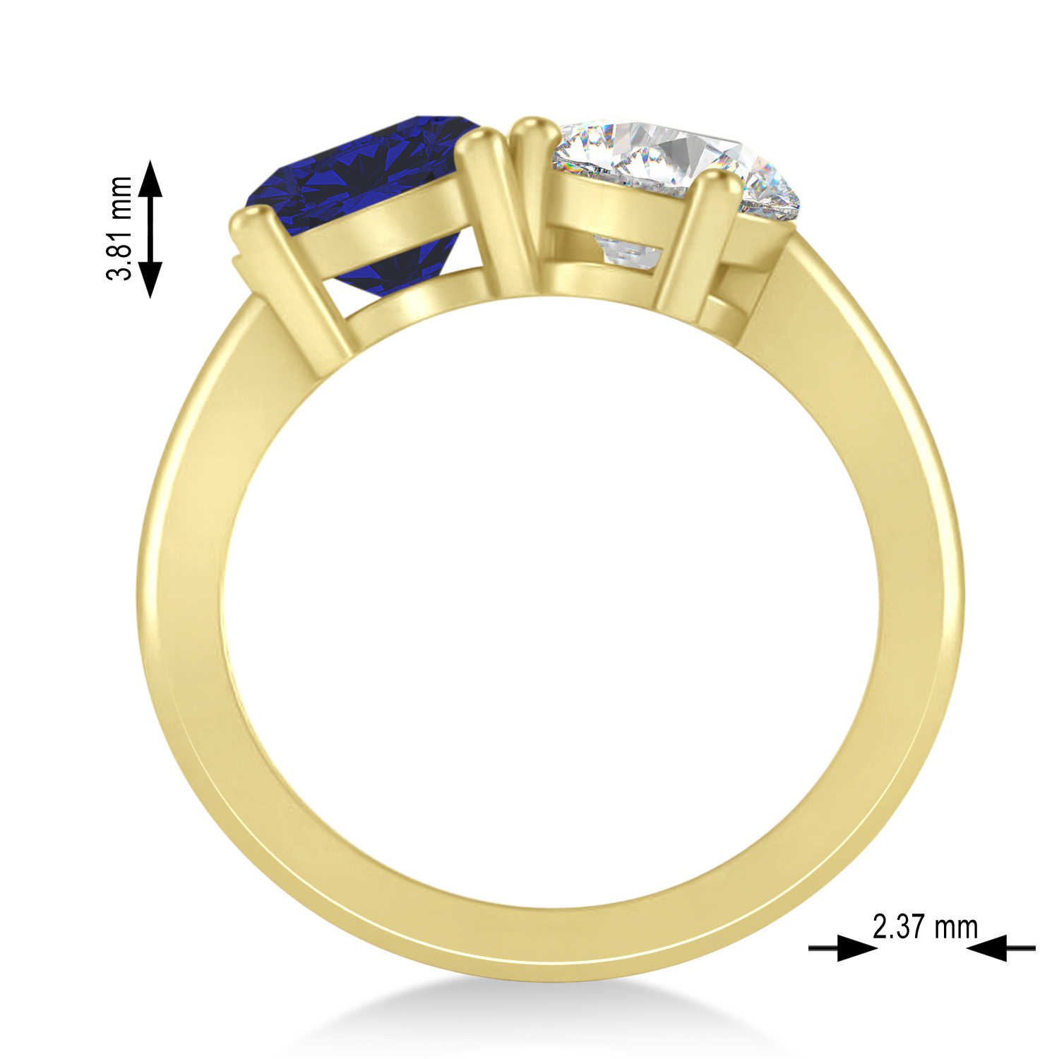 Round/Pear Diamond & Blue Sapphire Toi et Moi Ring 14k Yellow Gold (4.00ct)