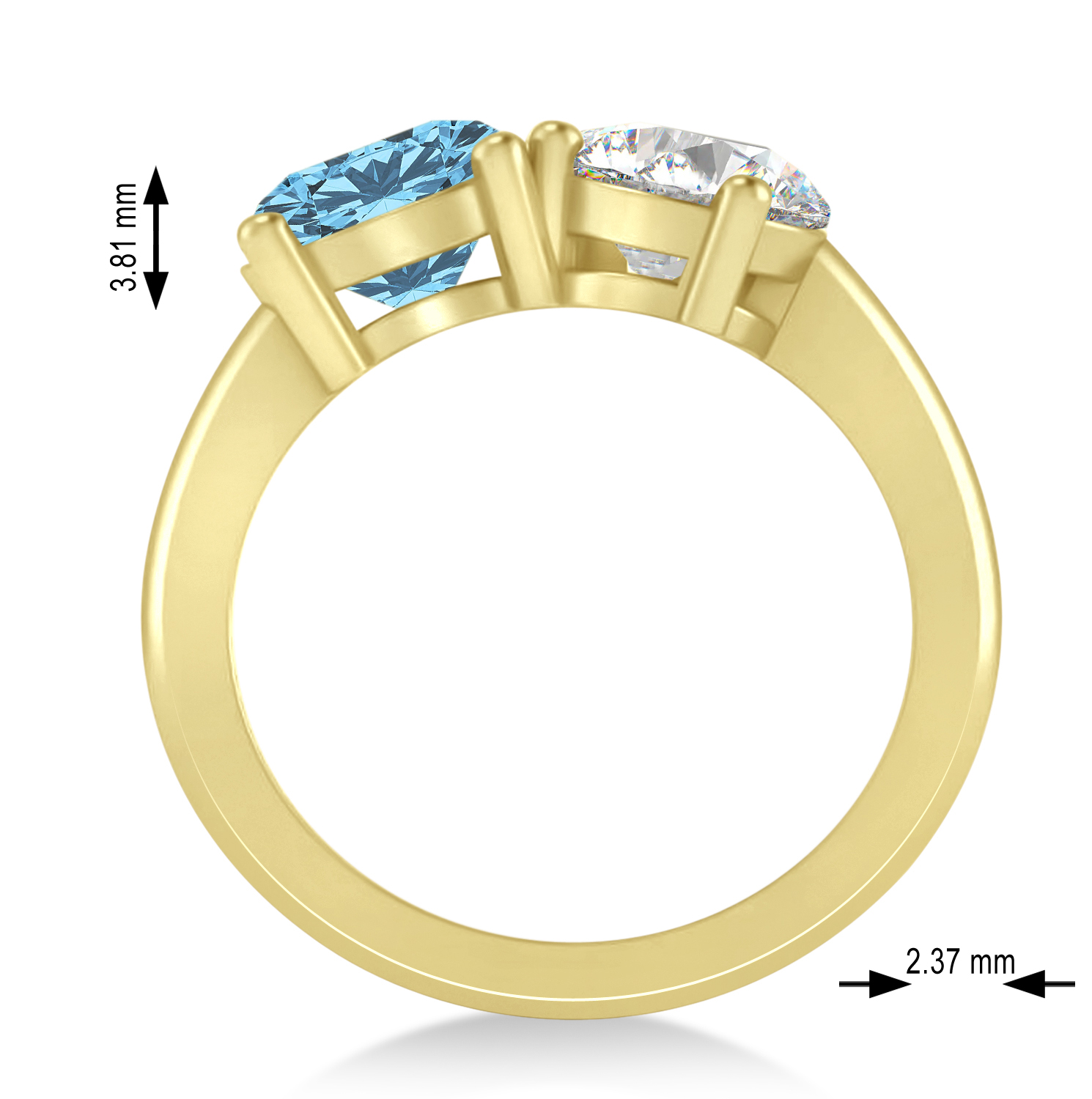 Round/Pear Diamond & Blue Topaz Toi et Moi Ring 14k Yellow Gold (4.00ct)
