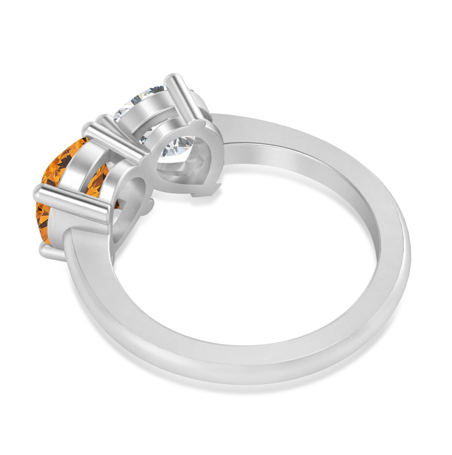 Round/Pear Diamond & Citrine Toi et Moi Ring 14k White Gold (4.00ct)
