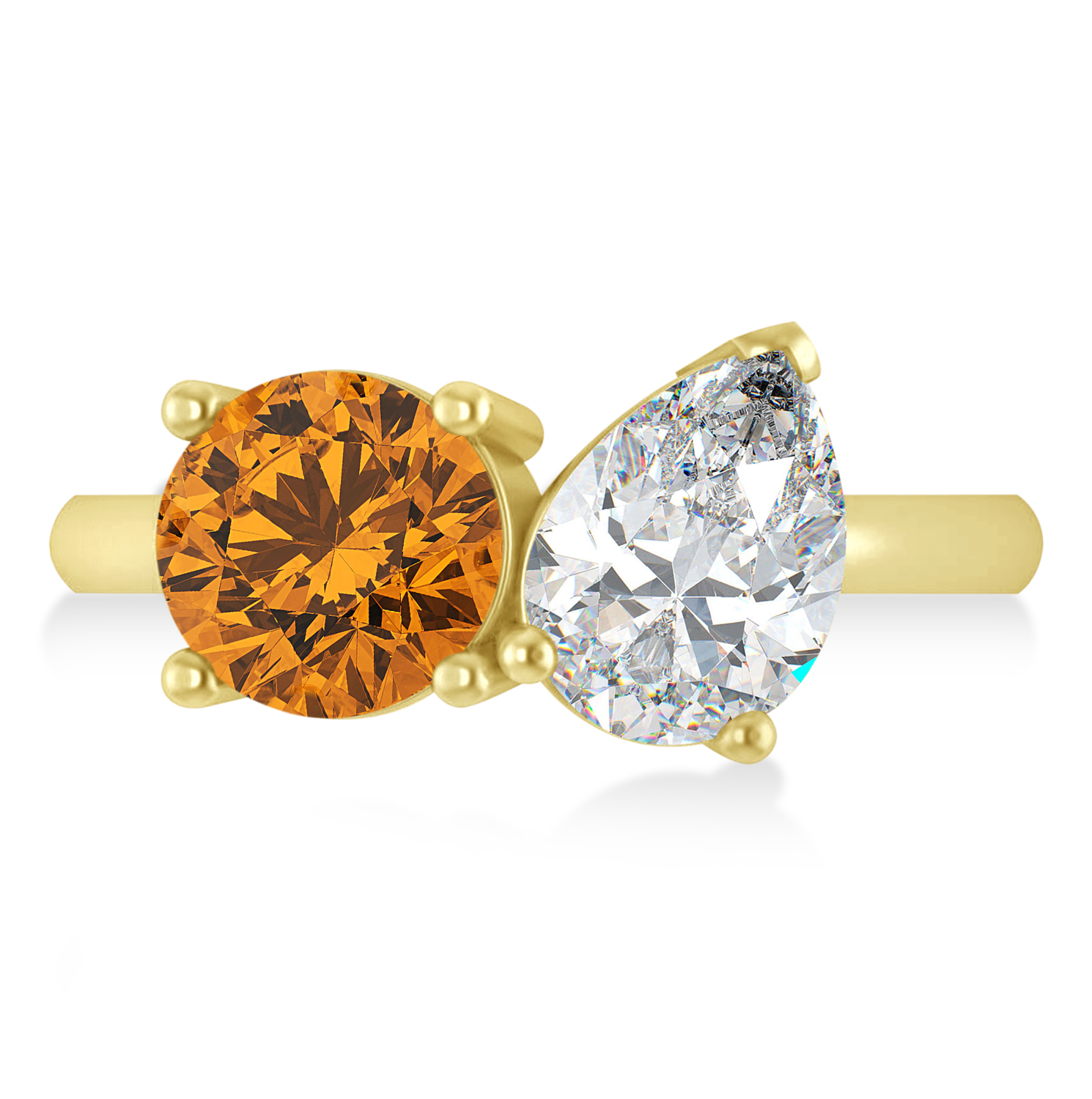 Round/Pear Diamond & Citrine Toi et Moi Ring 14k Yellow Gold (4.00ct)