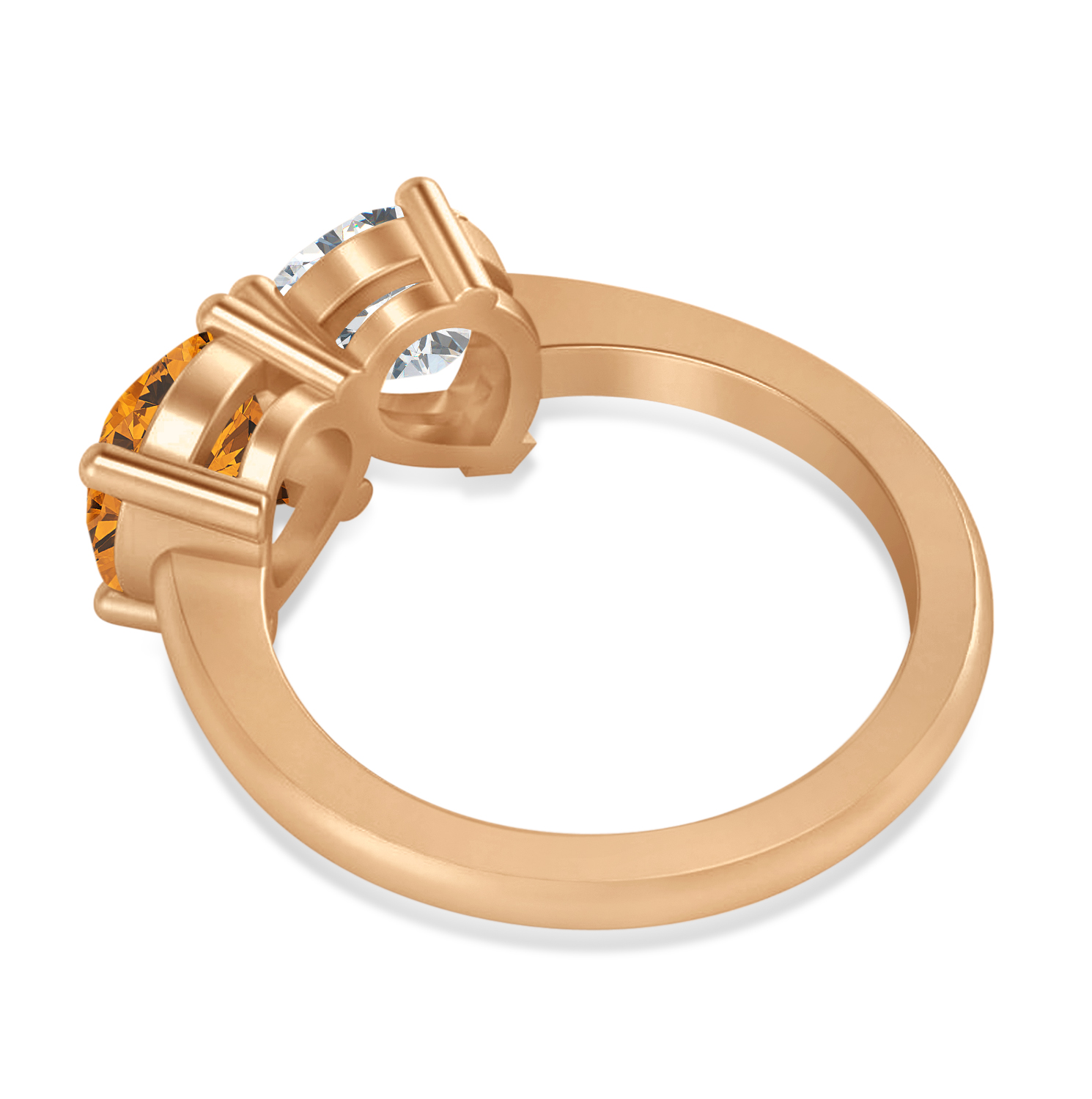 Round/Pear Diamond & Citrine Toi et Moi Ring 18k Rose Gold (4.00ct)