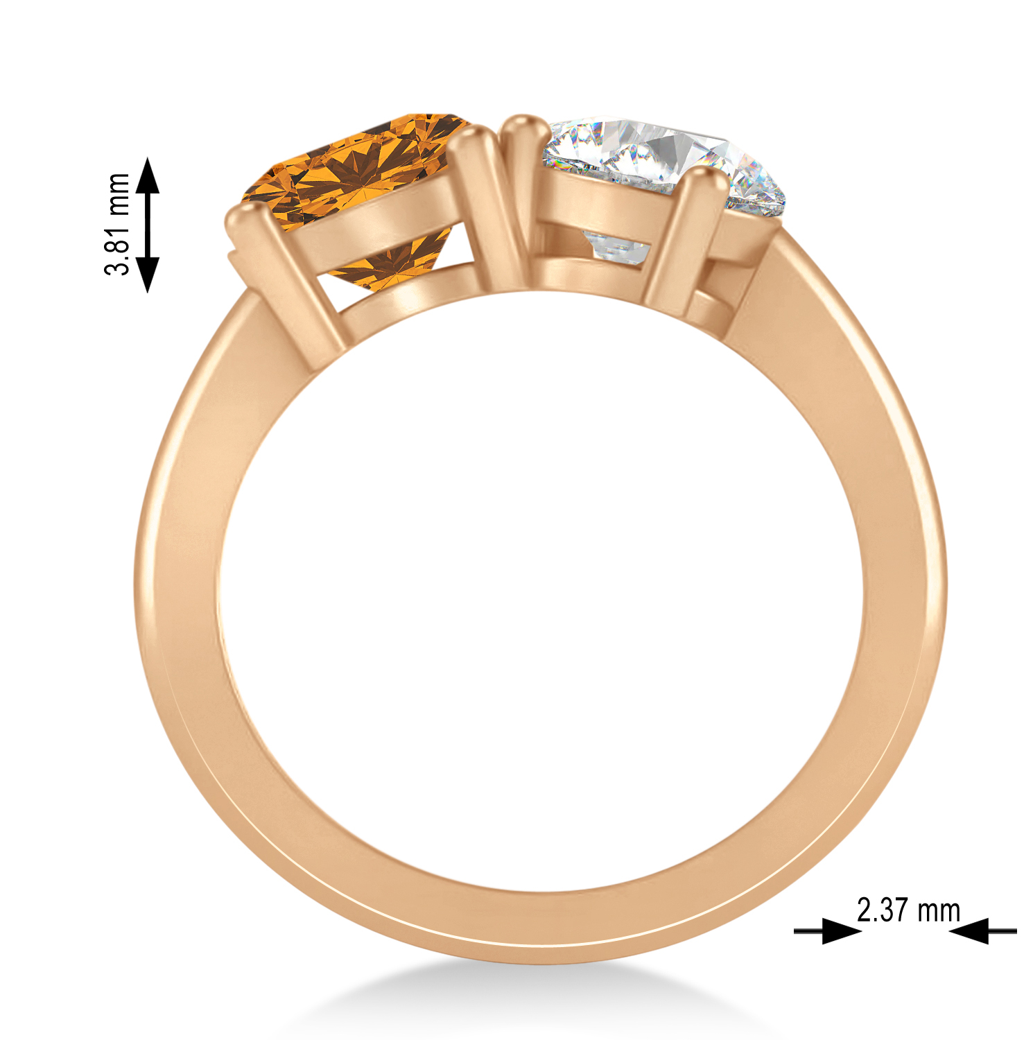 Round/Pear Diamond & Citrine Toi et Moi Ring 18k Rose Gold (4.00ct)
