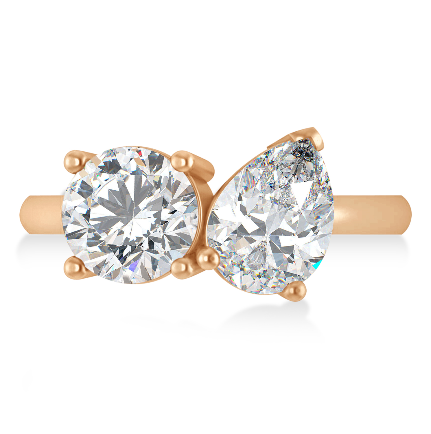 Round/Pear Lab Grown Diamond Toi et Moi Ring 14k Rose Gold (4.00ct)