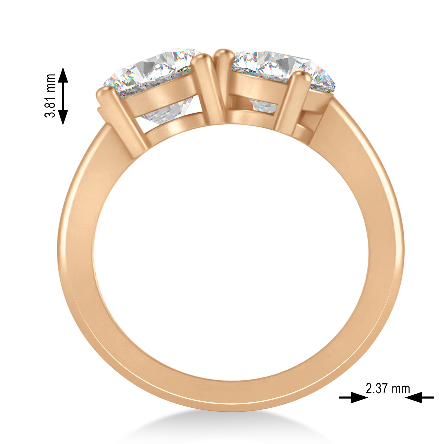 Round/Pear Lab Grown Diamond Toi et Moi Ring 14k Rose Gold (4.00ct)