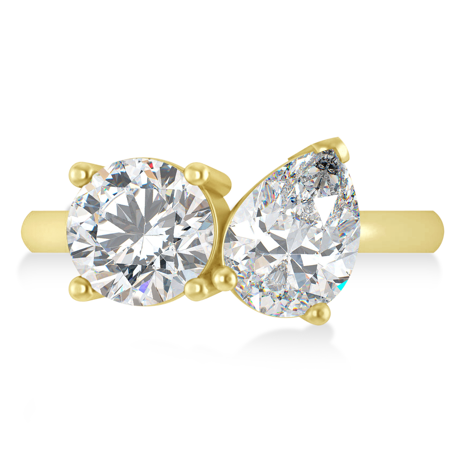 Round/Pear Moissanite Toi et Moi Ring 14k Yellow Gold (4.00ct)