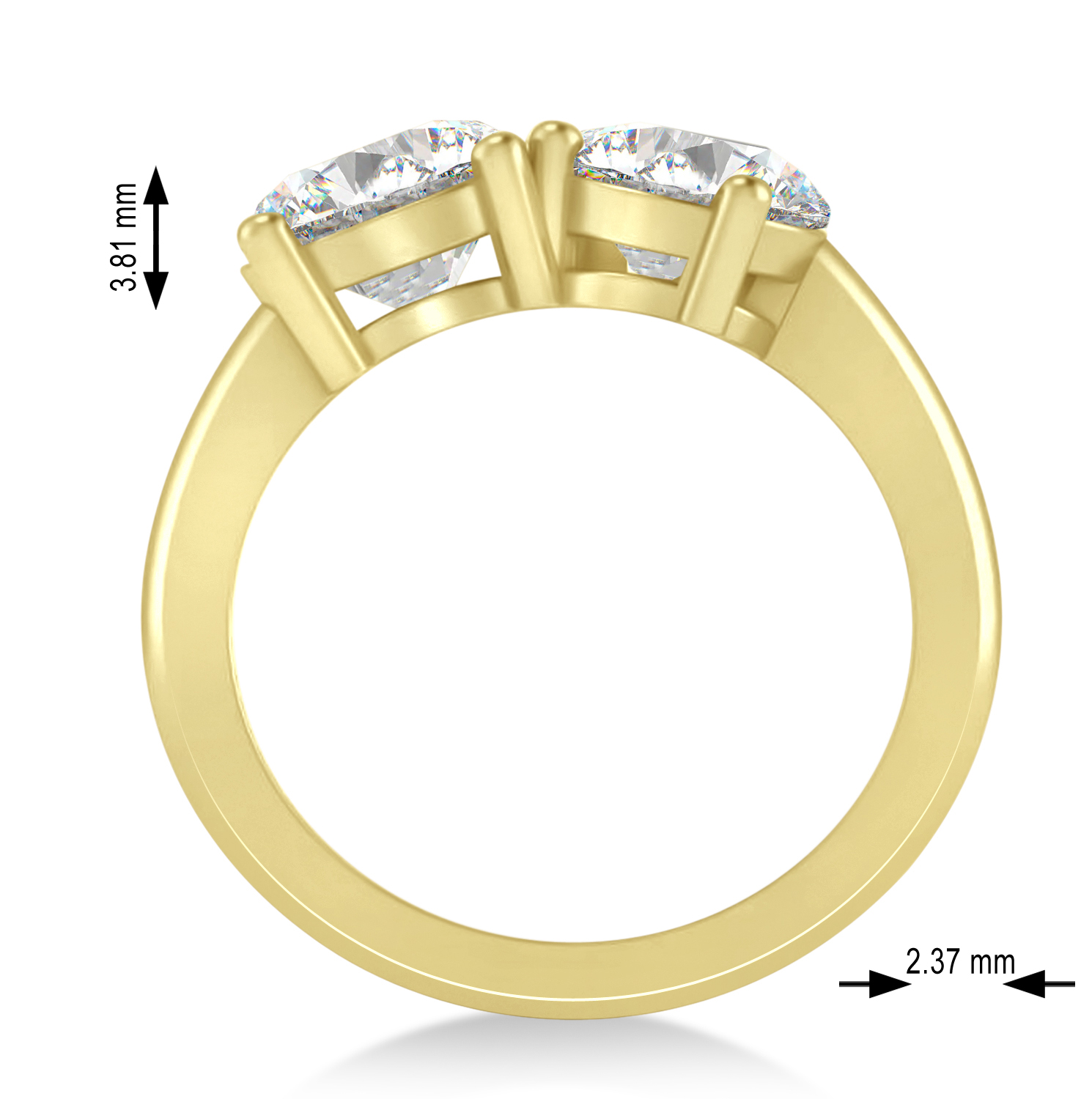 Round/Pear Moissanite Toi et Moi Ring 14k Yellow Gold (4.00ct)