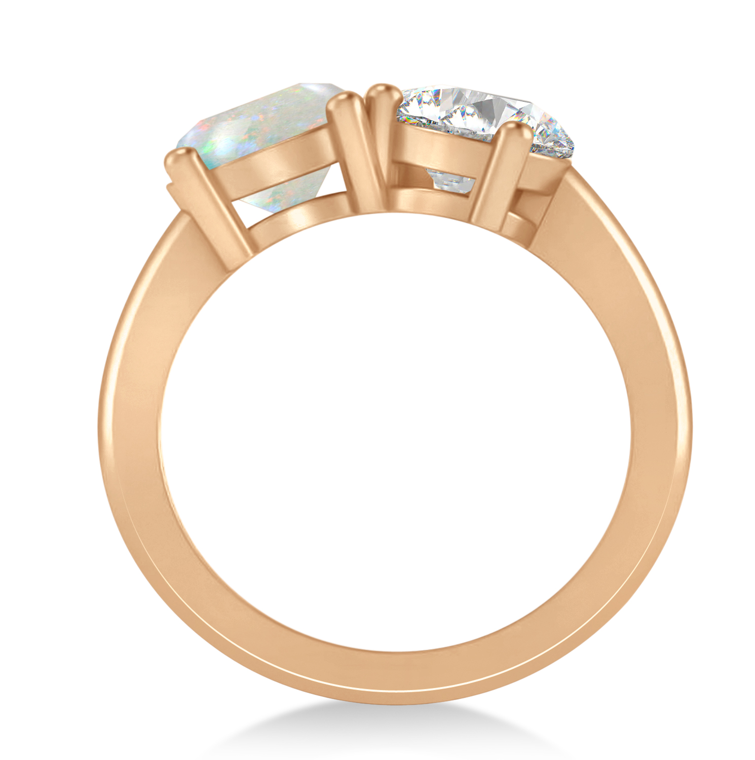 Round/Pear Diamond & Opal Toi et Moi Ring 18k Rose Gold (4.00ct)