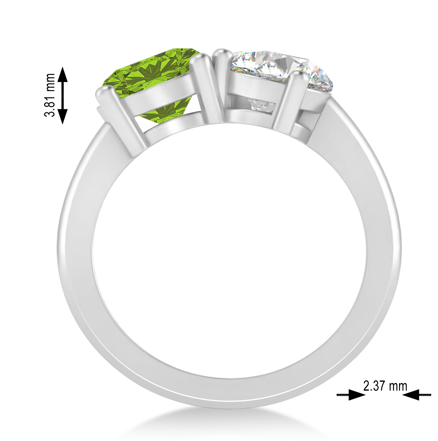 Round/Pear Diamond & Peridot Toi et Moi Ring 18k White Gold (4.00ct)